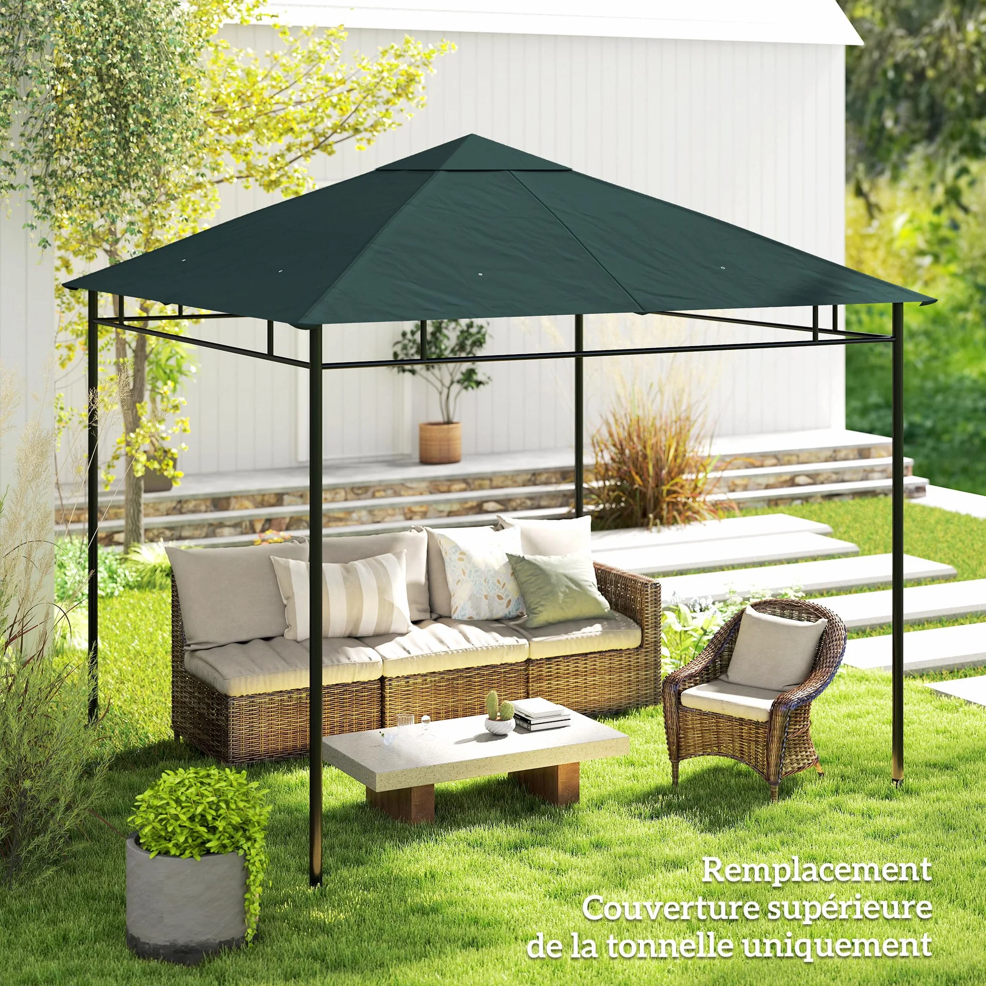 Outsunny Toile de Rechange pour Gazebo de Jardin 3x3 m Polyester 180 g/m² Anti-UV Gris