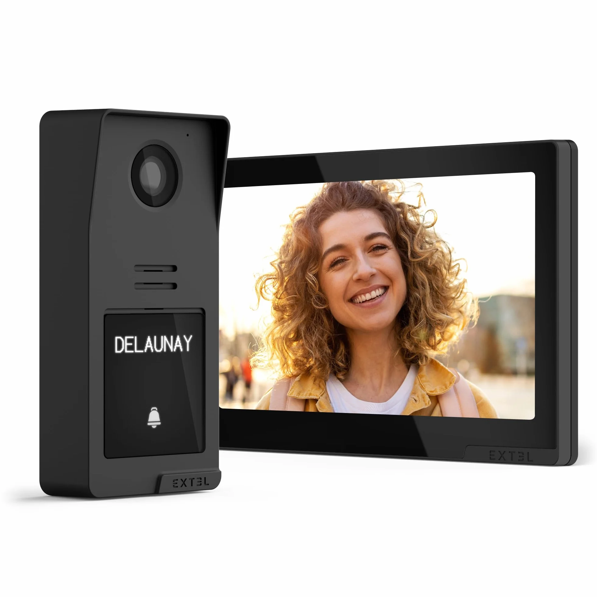 Extel Digital Connect Visiophone Filaire 2 Fils 7" 2K avec Lecteur d'Empreinte Digitale