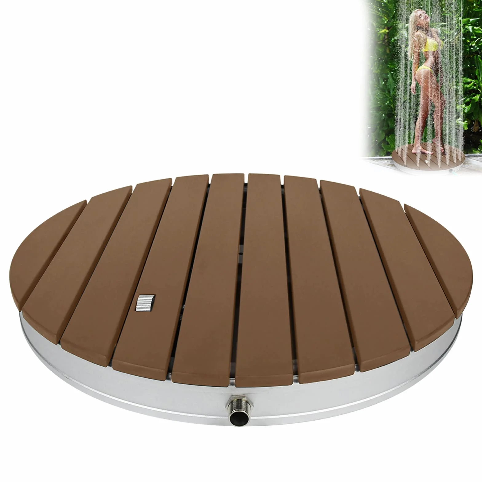 UISEBRT Douche de jardin extérieure WPC aluminium solaire mobile camping hauteur réglable 4m piscine terrasse