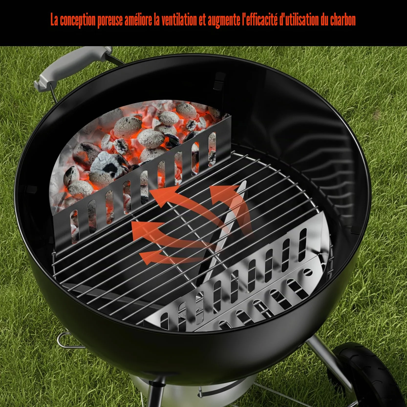 onlyfire Paniers à Charbon de Bois en INOX pour Kettle 57 et 67 cm, Char-Basket pour Barbecue Weber Napoleon