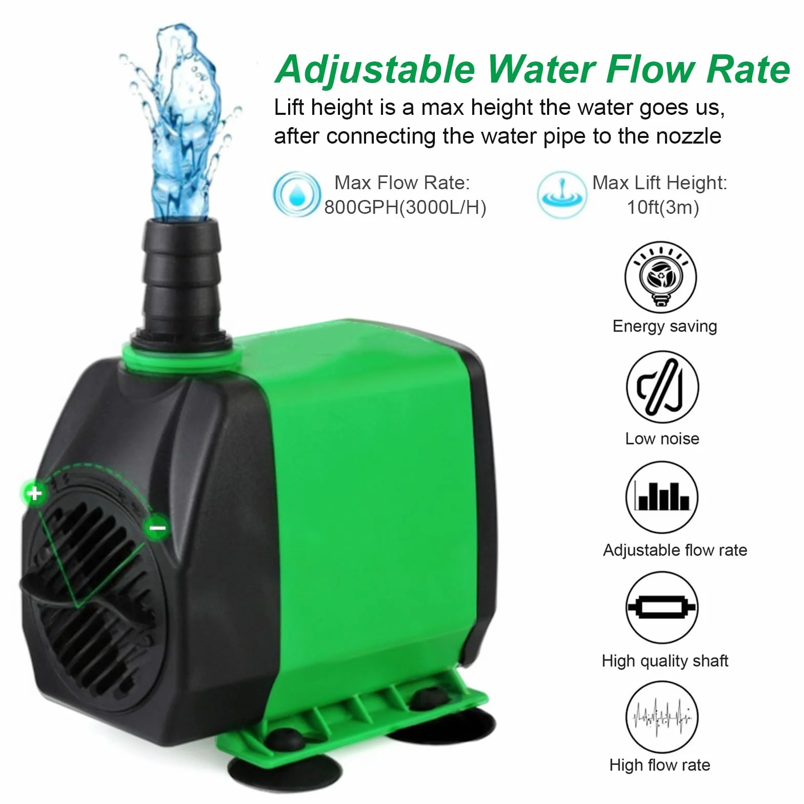 Cascade bassin jardin acier inoxydable pompe 30W 2000 l/h 20 cm filtre fontaine