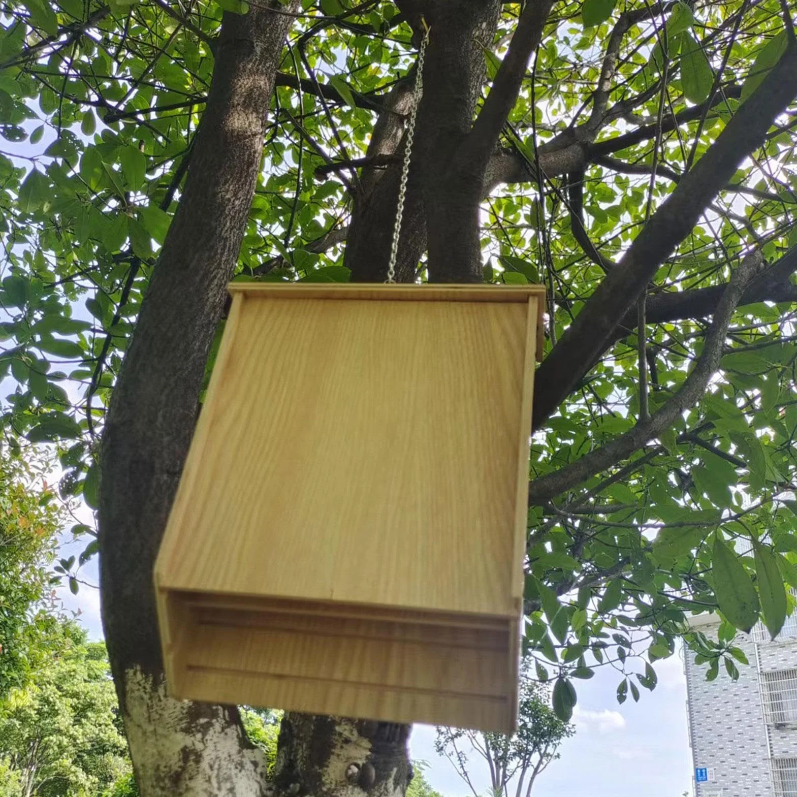 Nichoir Chauve Souris Abri en Bois Naturel avec Toit Résistant Aux Intempéries pour Quartiers D'été Et d'hiver