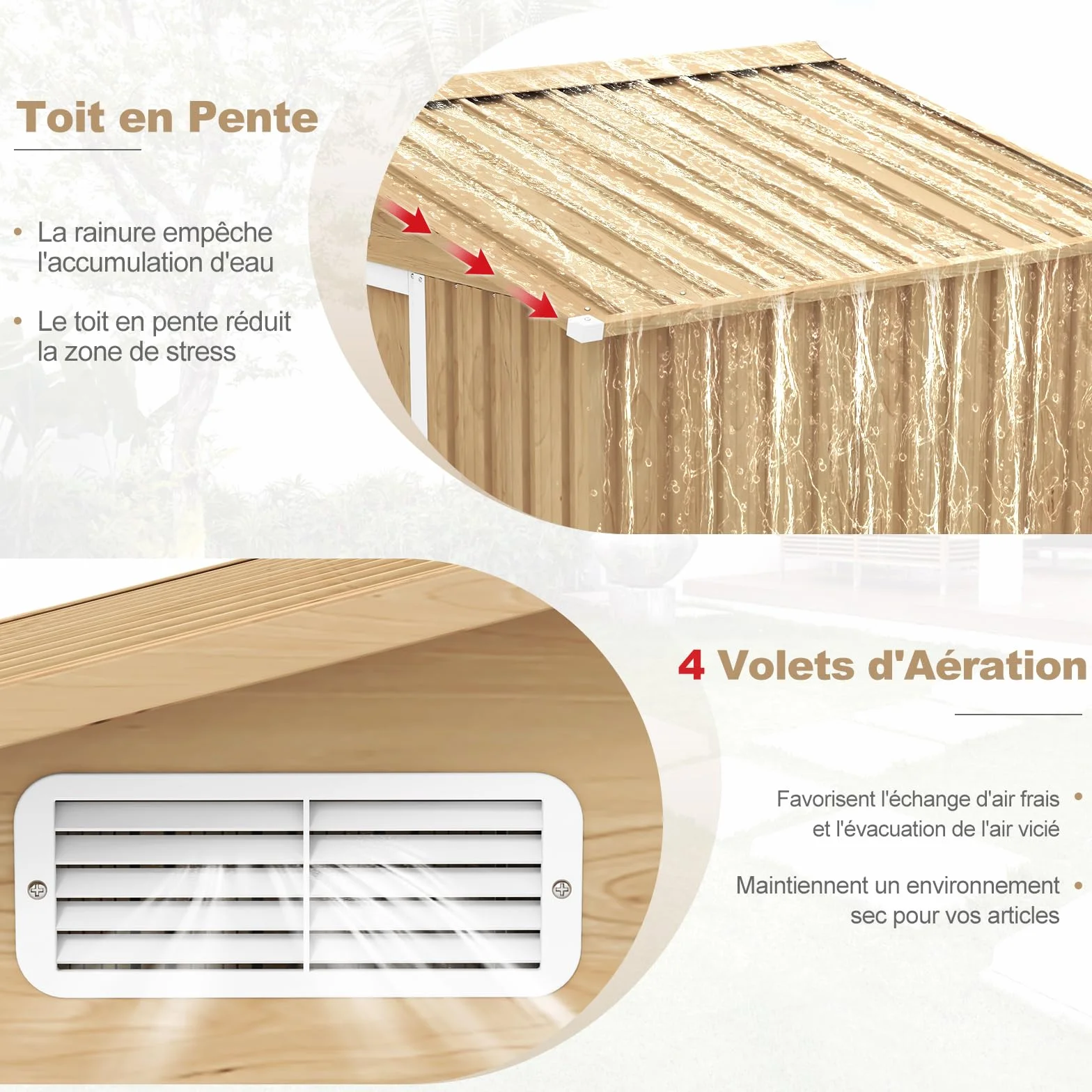 COSTWAY Abri de Jardin 5㎡ Acier Galvanisé Anti-UV 259x196x184 cm Cabane Exterieur 7m³ Porte Coulissante