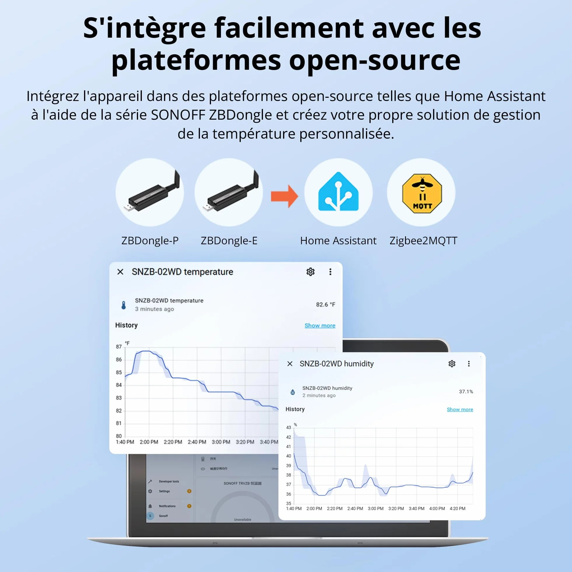 SONOFF SNZB-02WD Capteur Intelligent de Température et d'Humidité Zigbee IP65