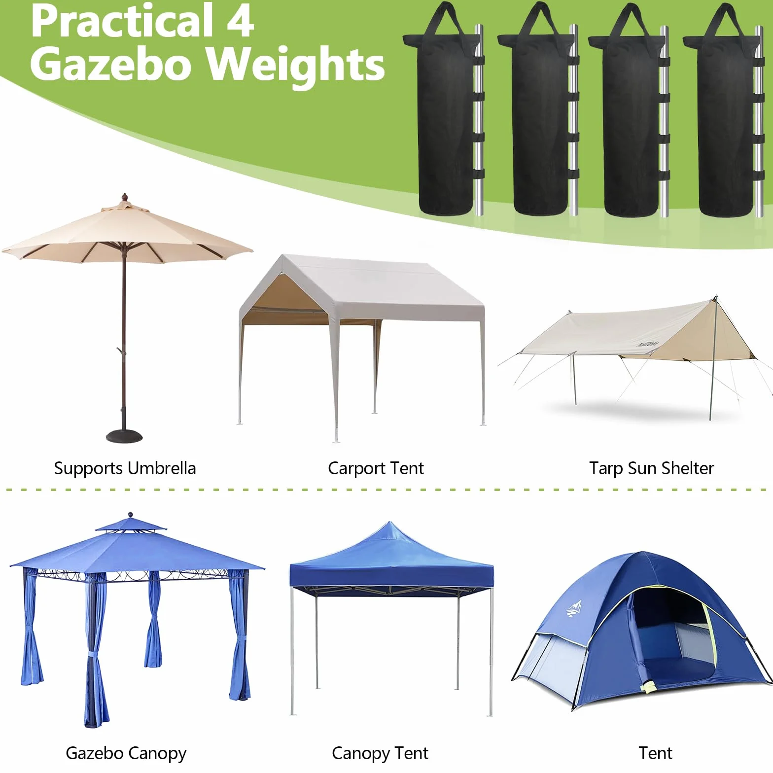 Sacs de Sable Pliables Portables pour Tonnelle, 4 Pièces, Oxford Super Porteur Qualité Industrielle
