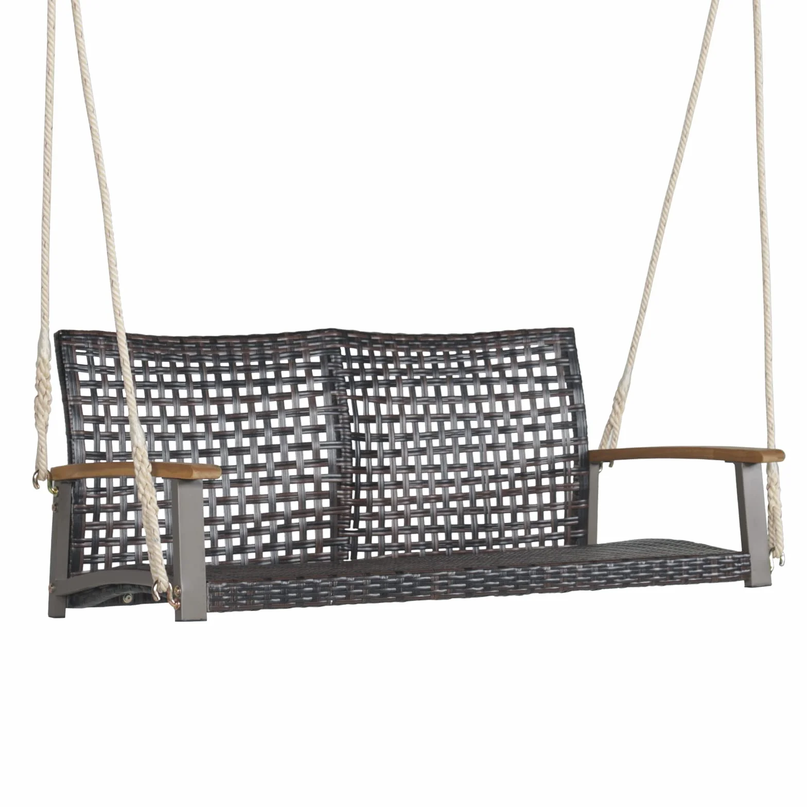 LIFEZEAL Balançoire de Jardin 2 Places Rotin PE Cordes 360 kg