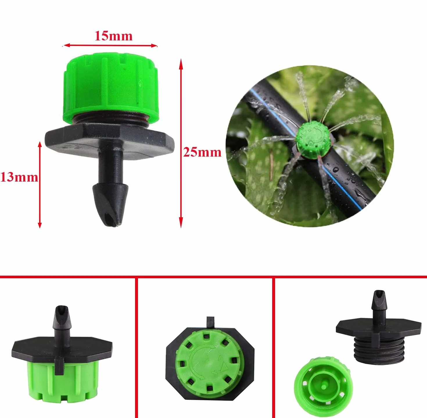 Kalolary Goutteur Irrigation 200Pcs 1/4" réglables Goutte à Goutte Jardin Potager