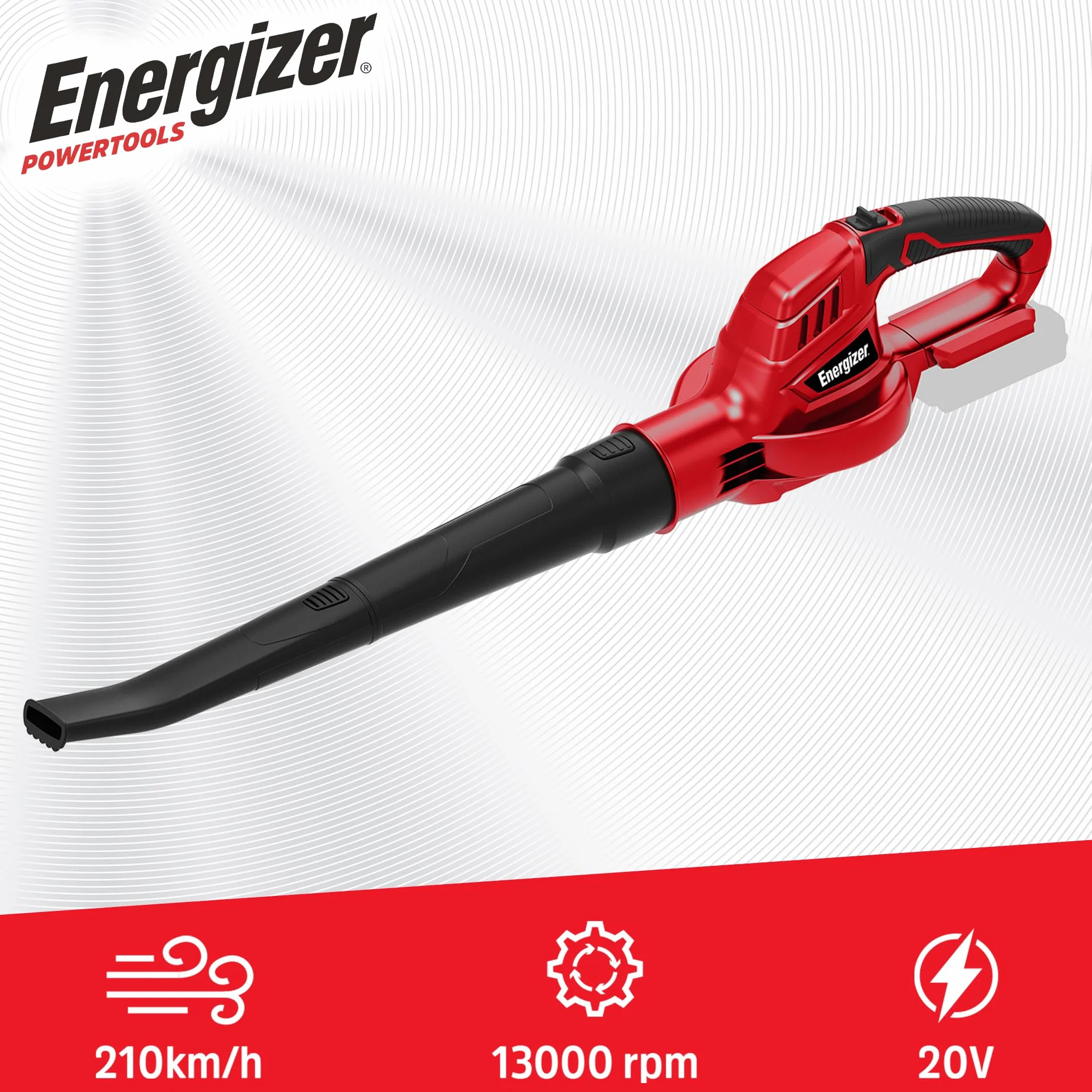 Energieur Souffleur de Feuilles sans Fil 20V 210 km/h 5000 L/min 13000 RPM 1,2 kg Batterie Chargeur Inclus
