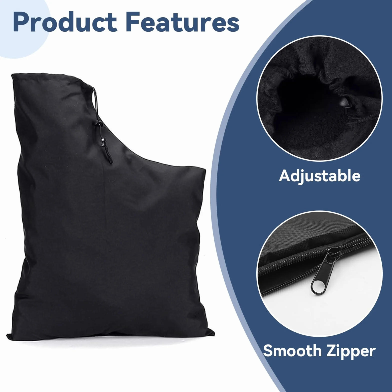 ZhouWei 2 Pièces Sac pour Aspirateur Souffleur Universel Réglable avec Cordon de Serrage pour Feuilles Jardin Pelouse Noir
