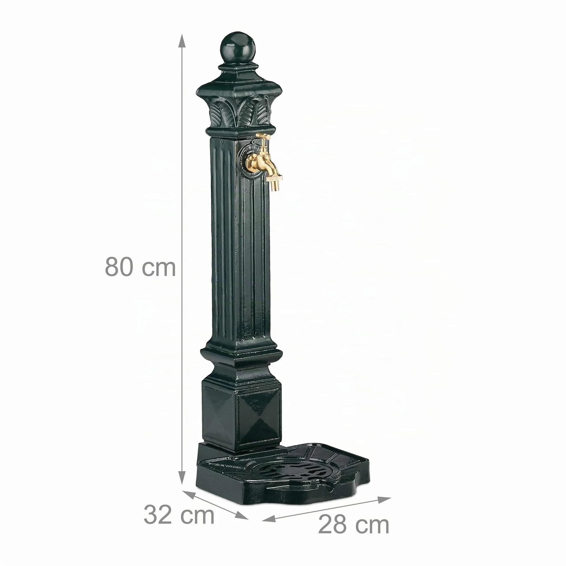 Relaxdays Fontanna na Pied angulaire Style antique, Vert foncé