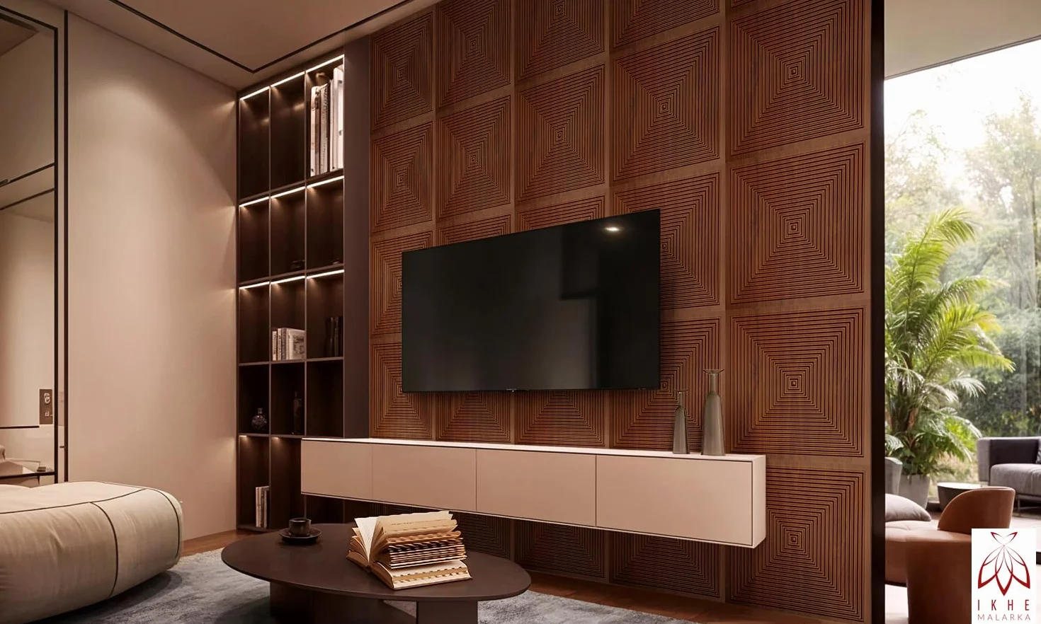 Lot de 8 panneaux en plastique, PVC, 2 m², aspect 3D, 50 x 50 cm, pour mur, plafond, effet bois, marron D182