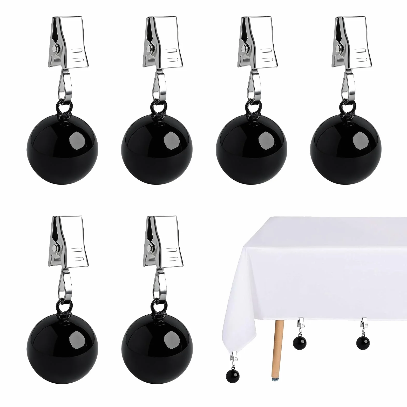 Poids pour Nappe Extra Lourd 6 PCS Pince pour Nappe de Table Exterieur Jardin Terrasse Balcon Negro