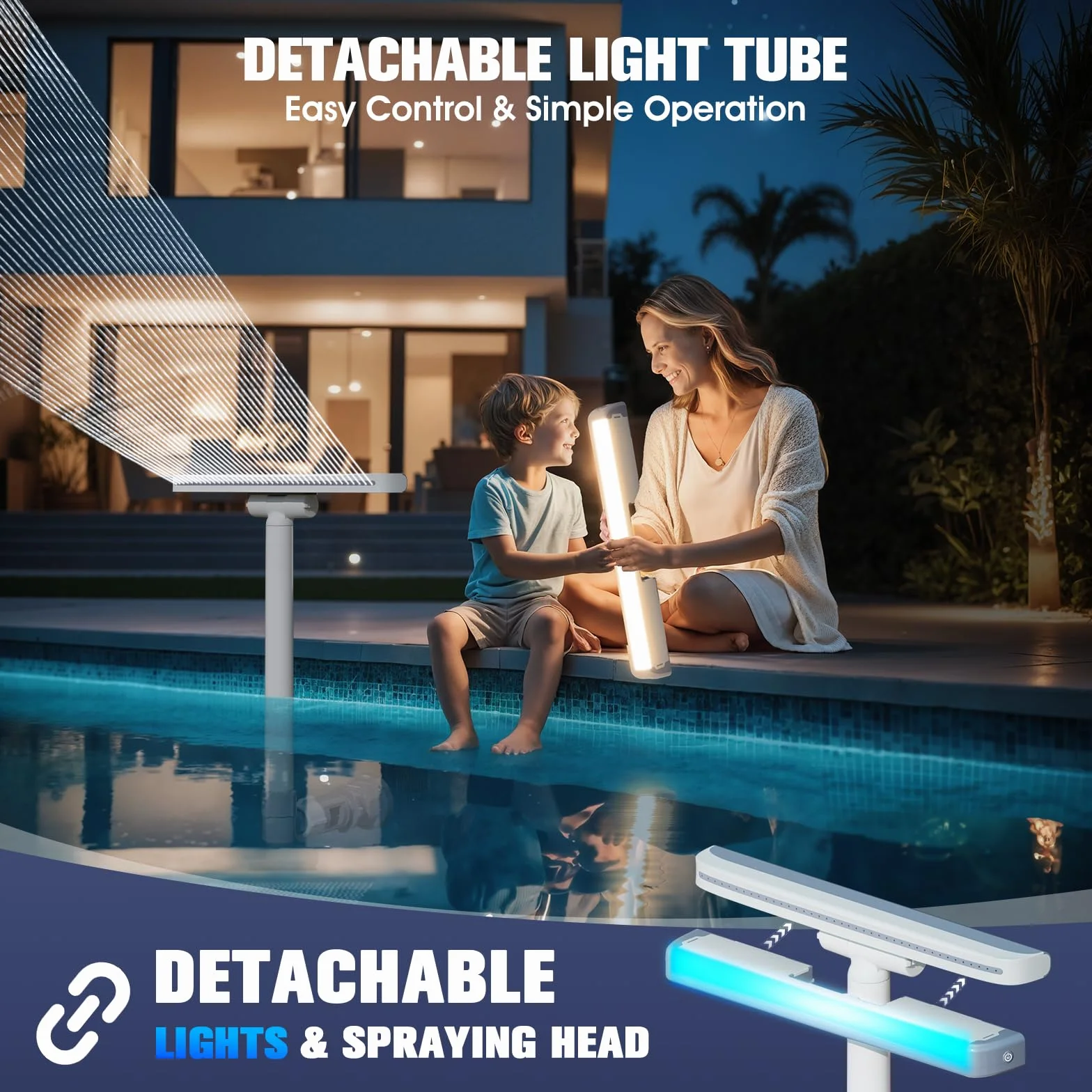 KingSom Fontaine Piscine Cascade Rechargeable avec Télécommande, Accessoires Piscine Hors Sol Creusées Réglable Violet