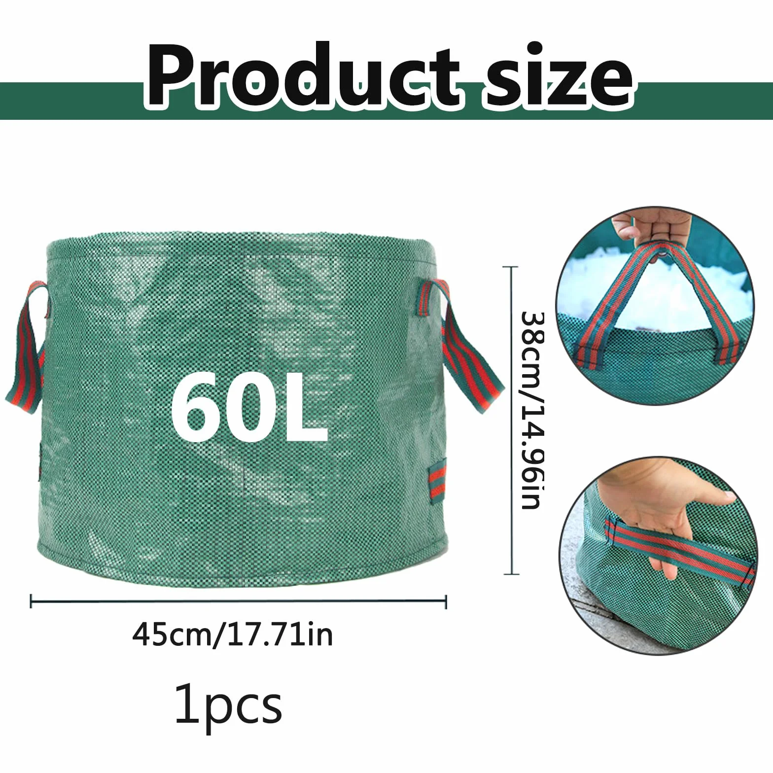 Sac Jardin Déchets Verts 60L Réutilisable 45x38cm Imperméable Résistant