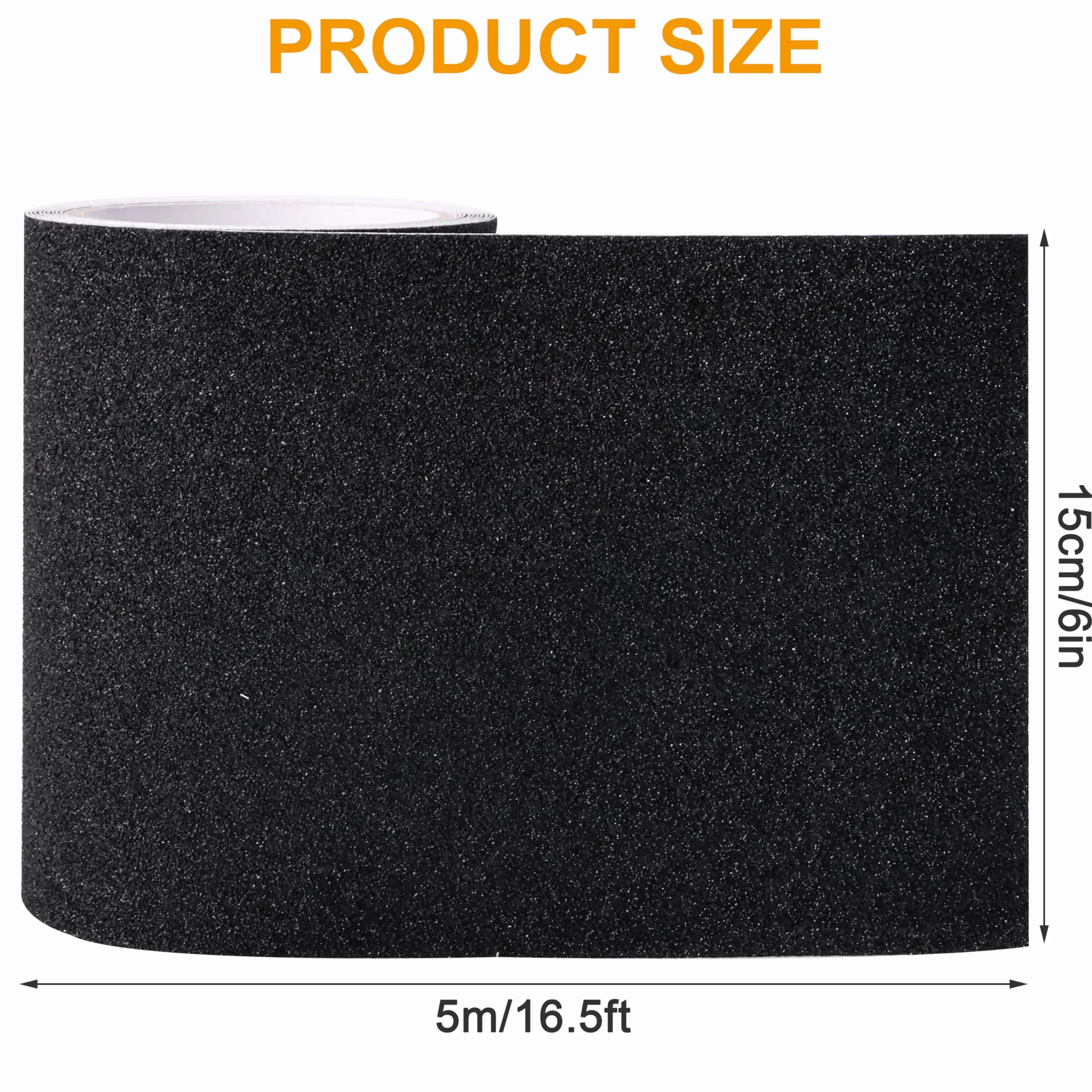Bande Antidérapante Adhésive 15cm x 5m Bande Sécurité Antidérapant Imperméable Découpable Ruban Antidérapante Adhésive pour Escaliers, Marchepieds, Rampes, Extérieur et Intérieur Noir