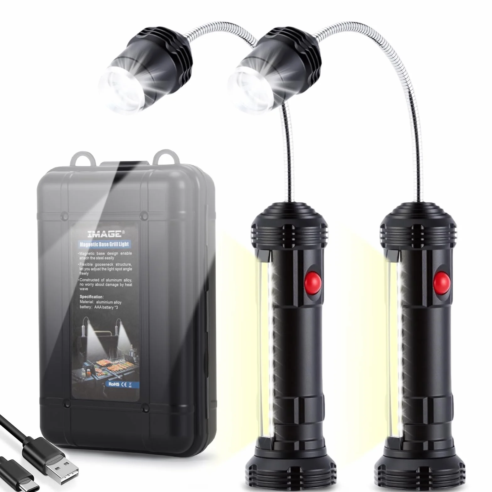Lot de 2 lampes de barbecue magnétiques rechargeables IMAGE