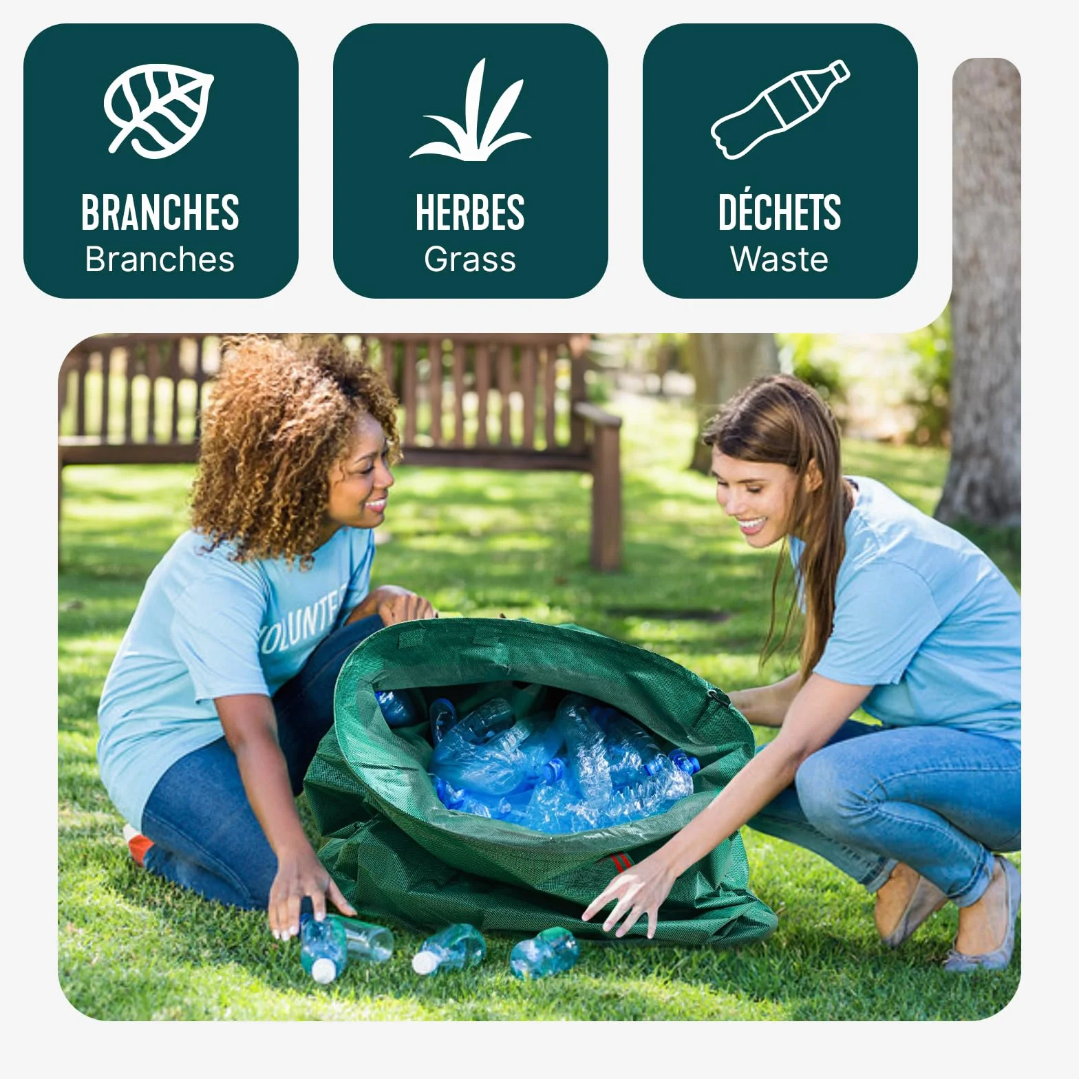 VOUNOT® Sacs à Déchets XXL 272Lx6 Jardin Réutilisables avec Poignées PP Pliables