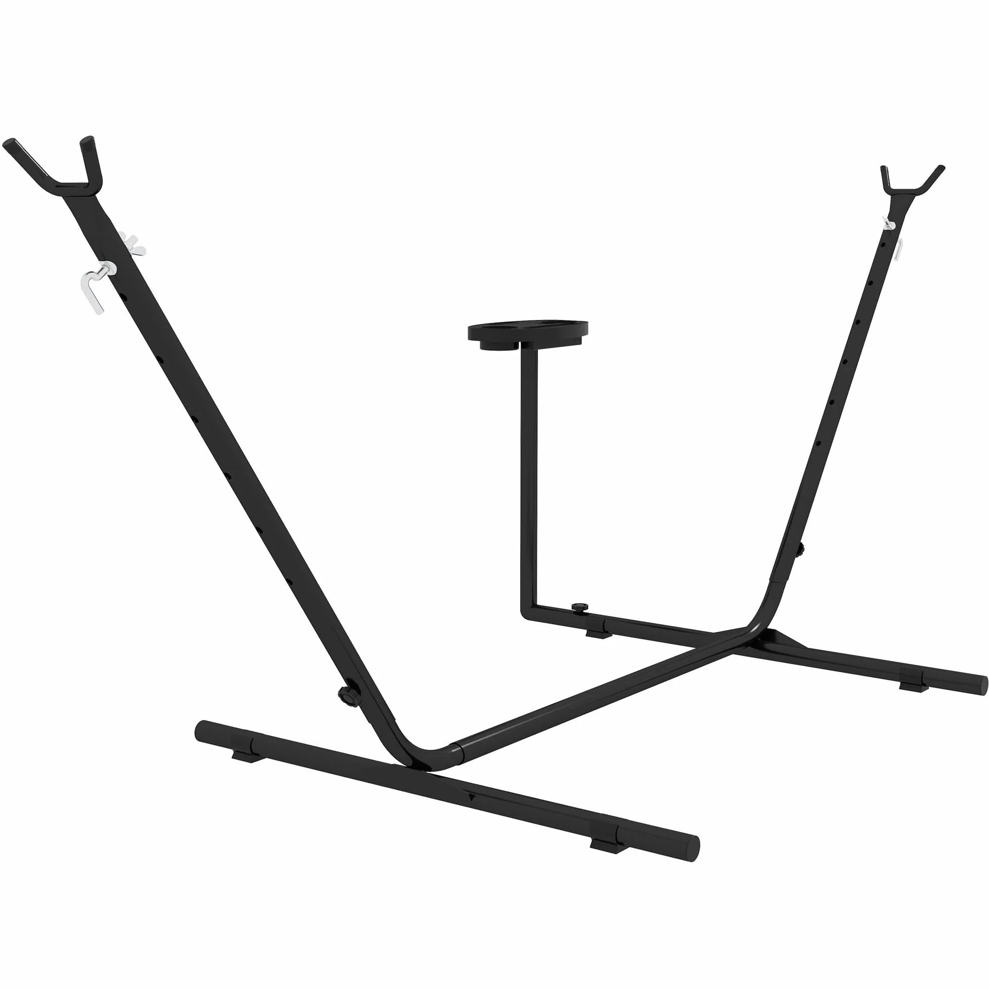 Outsunny Support Pied de hamac avec Porte-gobelet métal époxy Noir 305x129x109 cm 150kg