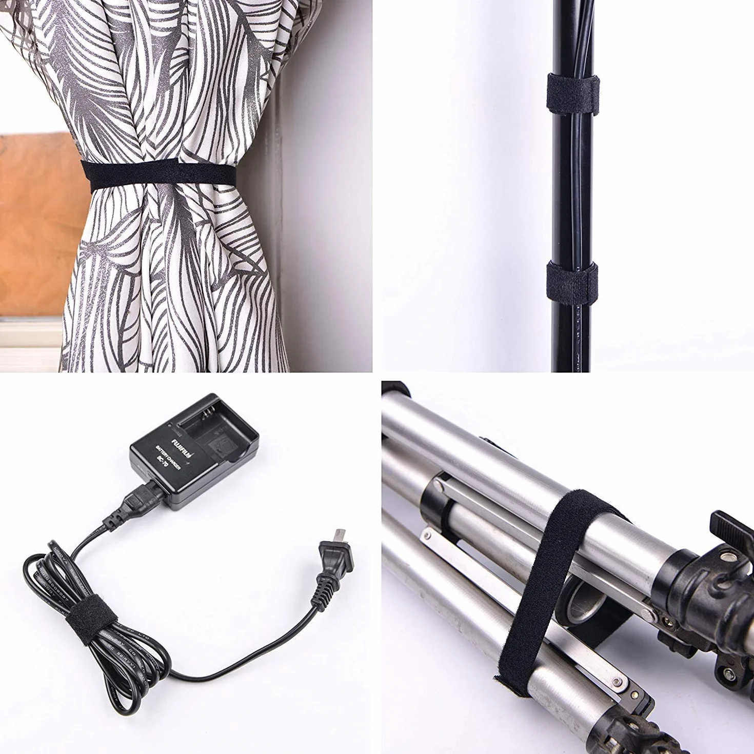 TEUVO Attache Câble Scratch, 50mm X 5M Non Adhésif Serre Câble Bande pour Cable Gestion, DIY Artisanat et Fixation des Rideaux, Réutilisables Cable Management Scratch Rouleau pour Accueil et Bureau