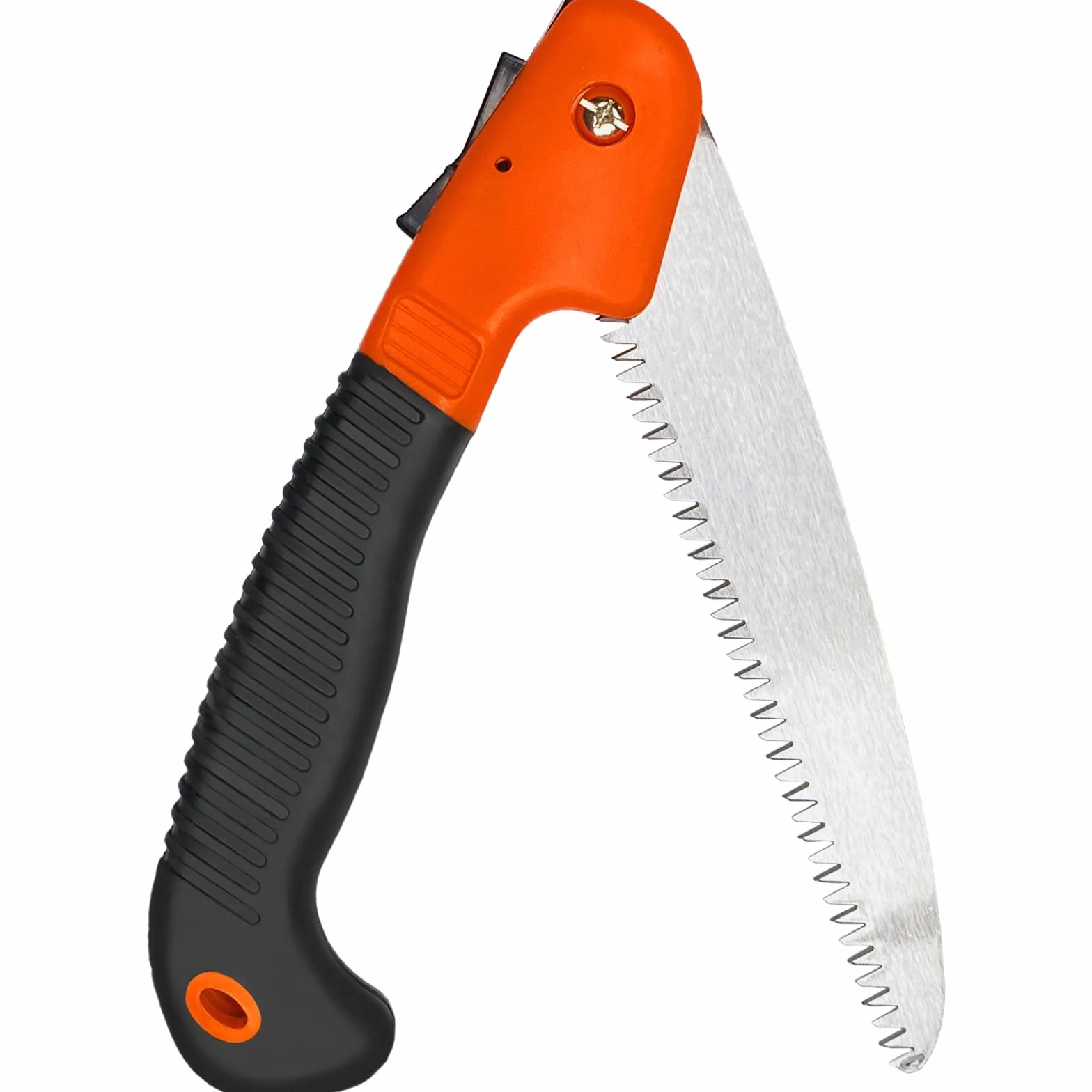 Newaner Scie à Élaguer Pliante 180mm,Scie Pliante à Main Avec poignée antidérapante et verrouillage de sécurité,Scie à main polyvalente pour couper et jardiner, tailler et réparer（orange）