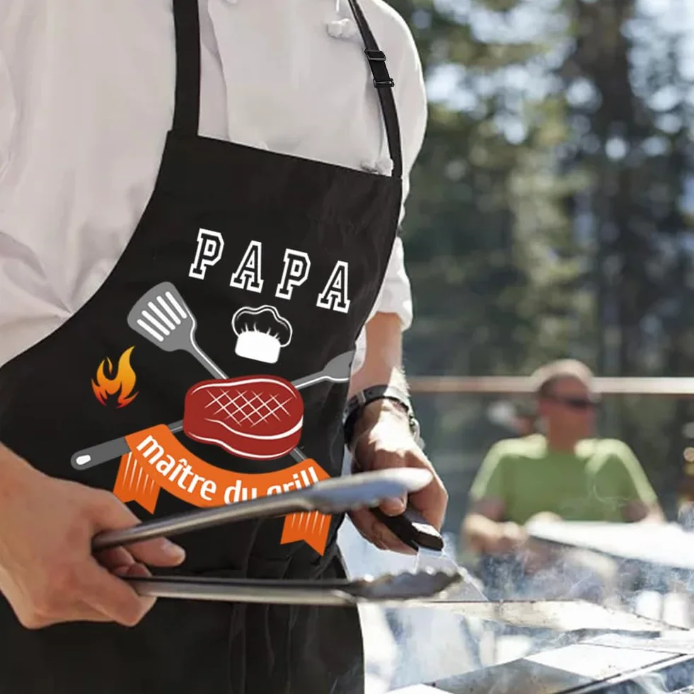 Yontree Tablier Barbecue Imperméable Homme Réglable 2 Poches Cuisine