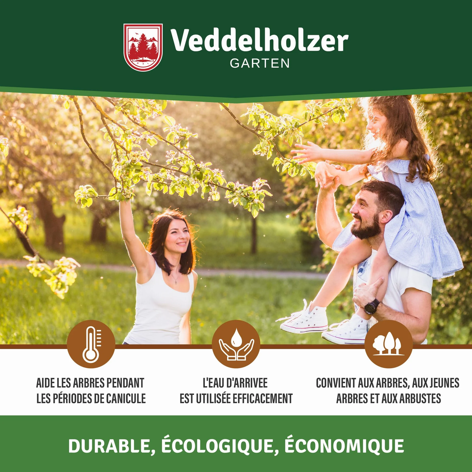 Lot de 2 sacs d'irrigation pour arbres 75 L, fermeture éclair combinable, robuste et résistant aux intempéries