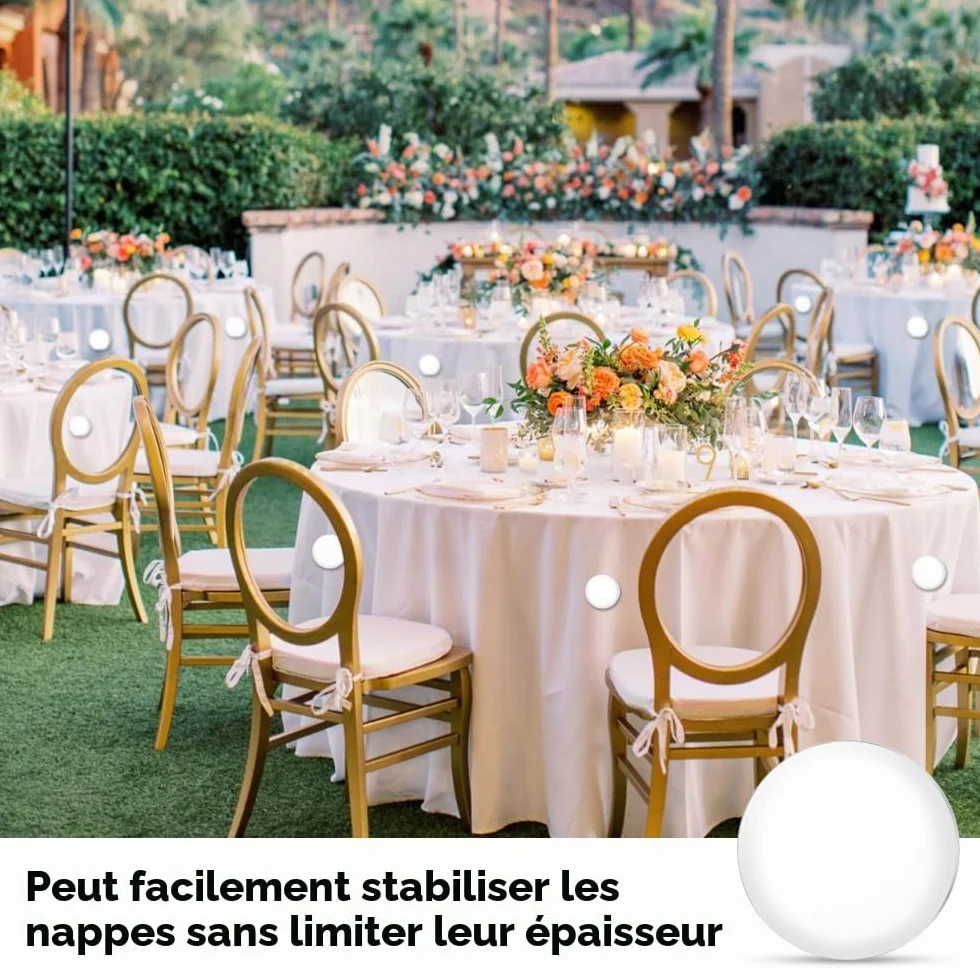 Poids de Nappe de Table Exterieur, Pince de Nappe Extra Lourde avec Aimant en Acier Inoxydable, 10 Pièces (Blanc)
