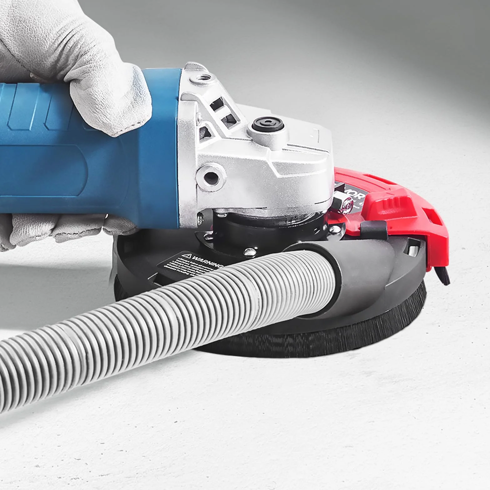 VEVOR Capot de Protection pour Meuleuse d'Angle 100-125 mm Capot Anti-poussière pour Meuleuse Angulaire, avec 6 Rondelles Serrage, Adaptateur de Tuyau d'Aspirateur, Protection pour Meulage Bois Béton