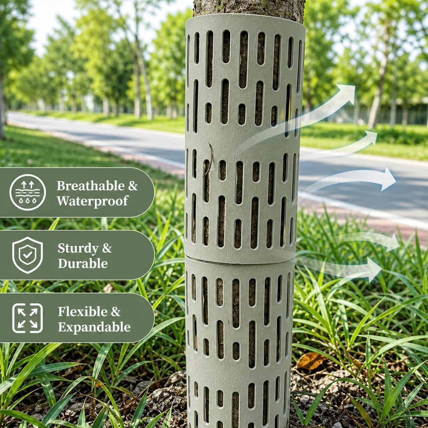 Lot de 8 Protections de Tronc d'Arbre en Plastique avec Attaches, Housse de Protection Contre les Écorces, Maille Durable