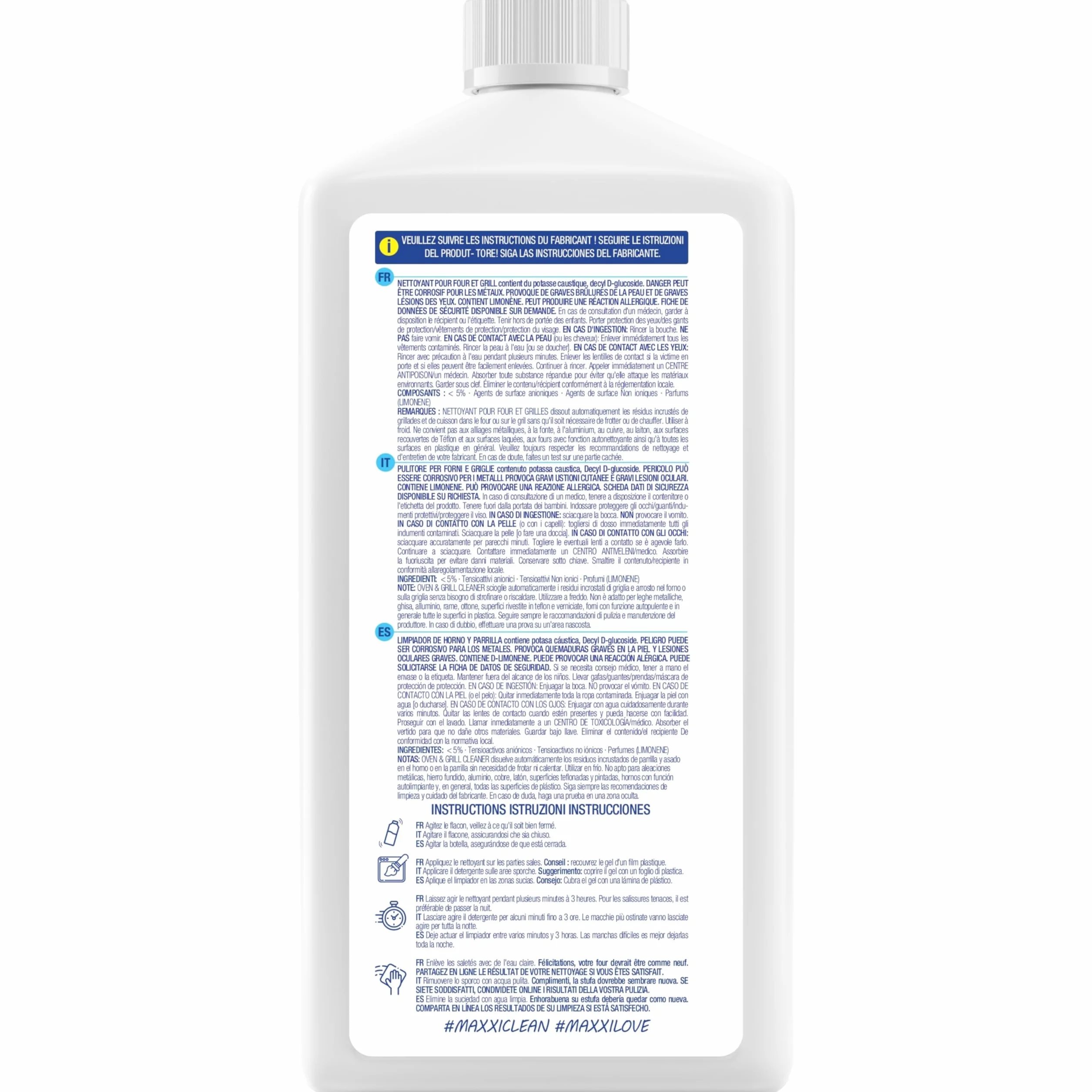 Maxxi Clean Kit nettoyage four grill 750 ml gel pinceau dégraissant extra puissant