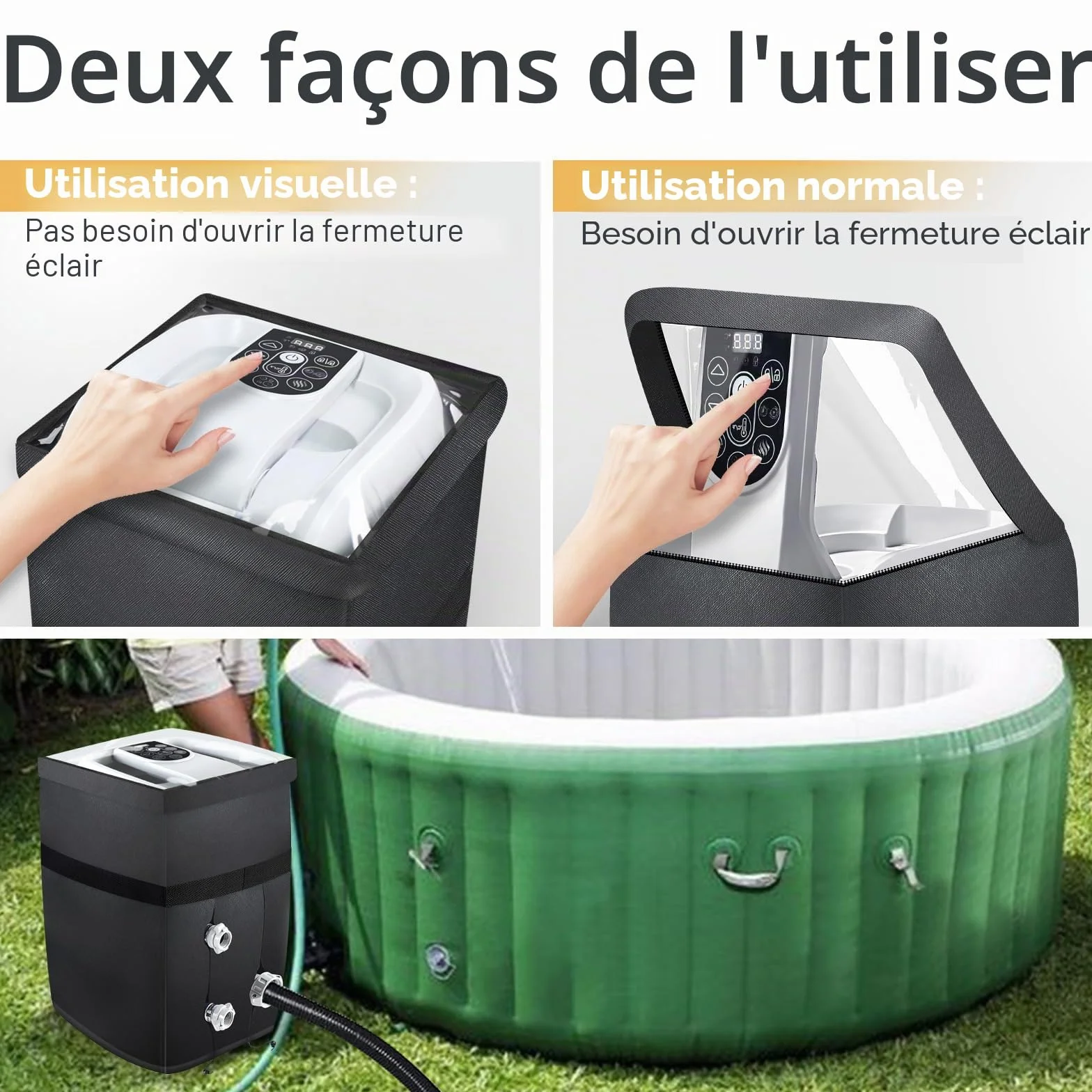 Housse de Pompe de Chauffage Gonflable en Cuir Synthétique avec Fenêtre PVC Transparent