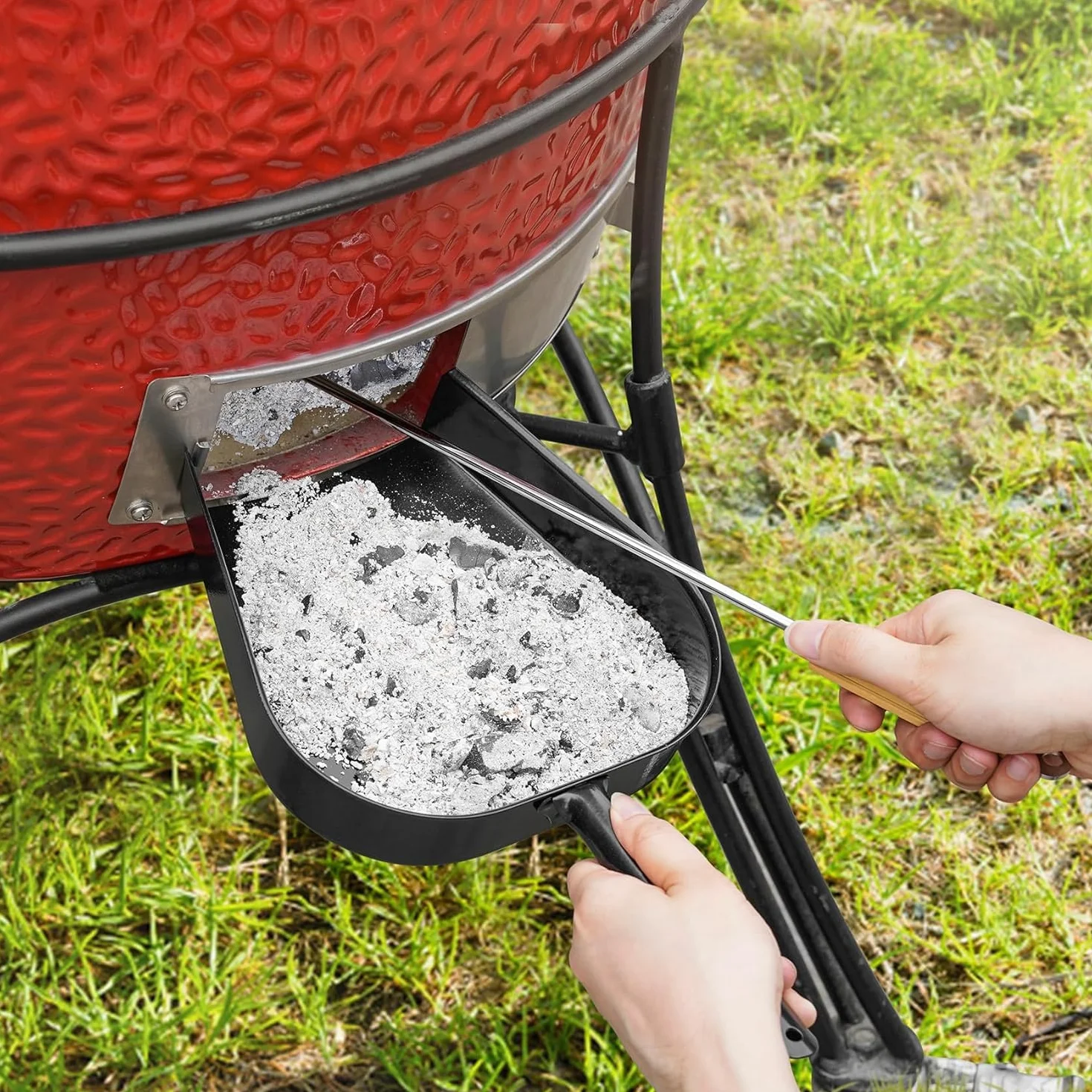 Onlyfire Flam Tisonnier Cheminée Racloir Cendre Acier Inoxydable Manche Bois Accessoires Cheminée Gril Kamado Four Pizza