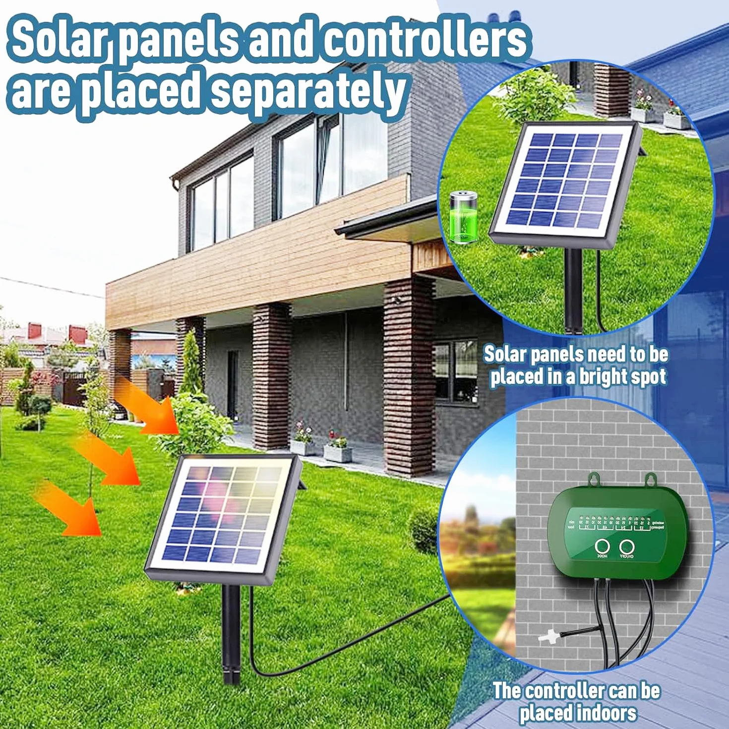 Onherm Arrosage Automatique Solaire Kit Goutte à Goutte avec Minuterie 12 Modes et Tuyau 15M pour Jardin Balcon