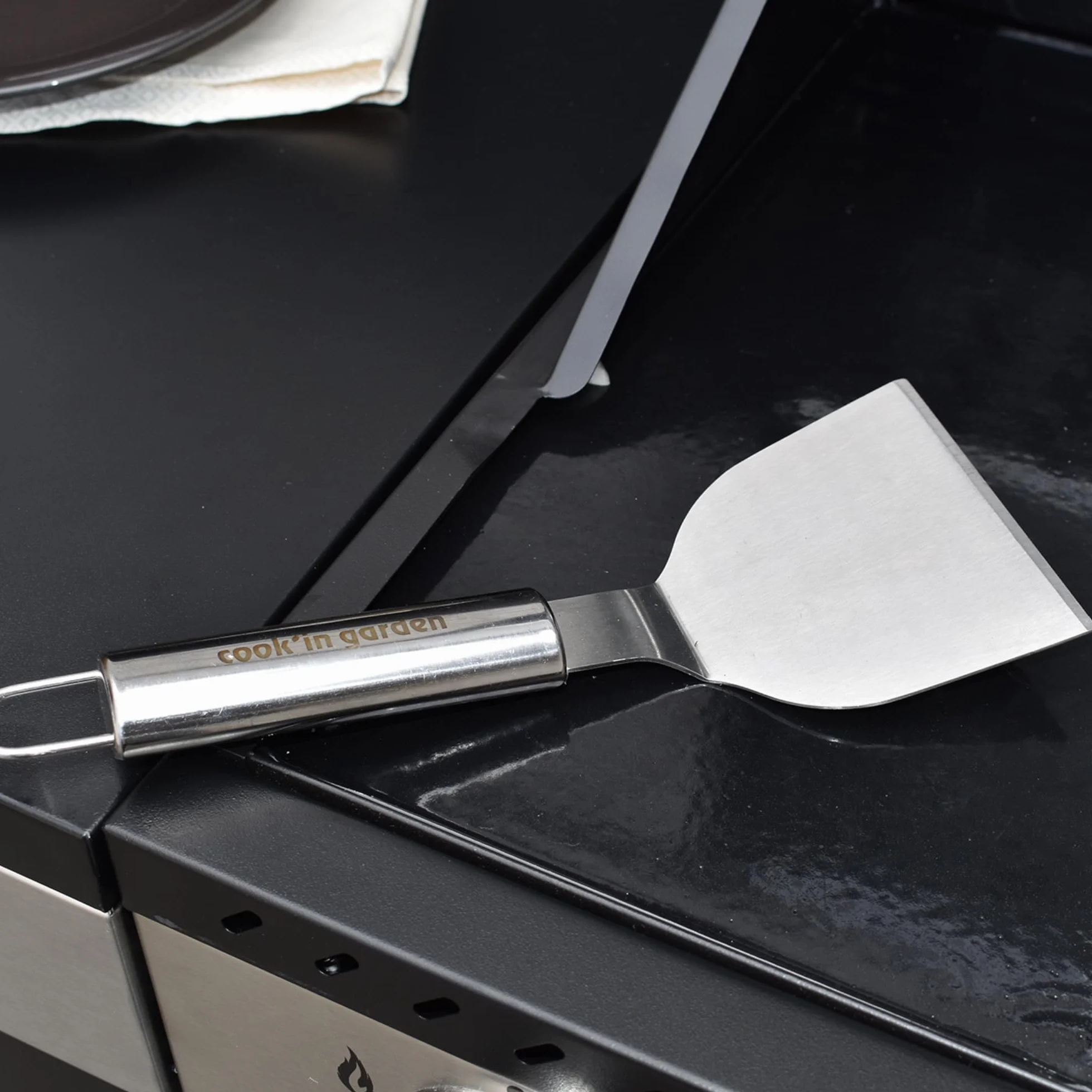 Spatule Universelle en Inox pour Barbecue et Plancha, Accessoire Robuste de Cuisine Extérieure