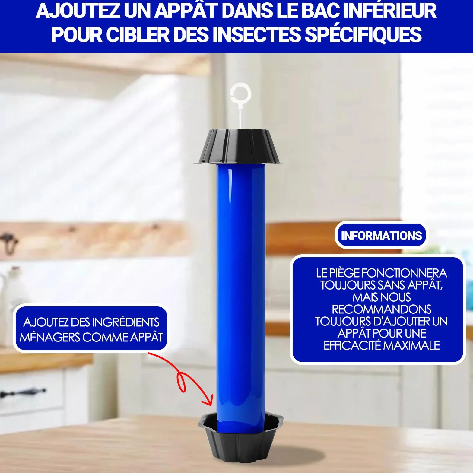 Pièges anti moucherons lot de 3 grands pièges ultra-collants sans insecticide pour cuisine intérieur