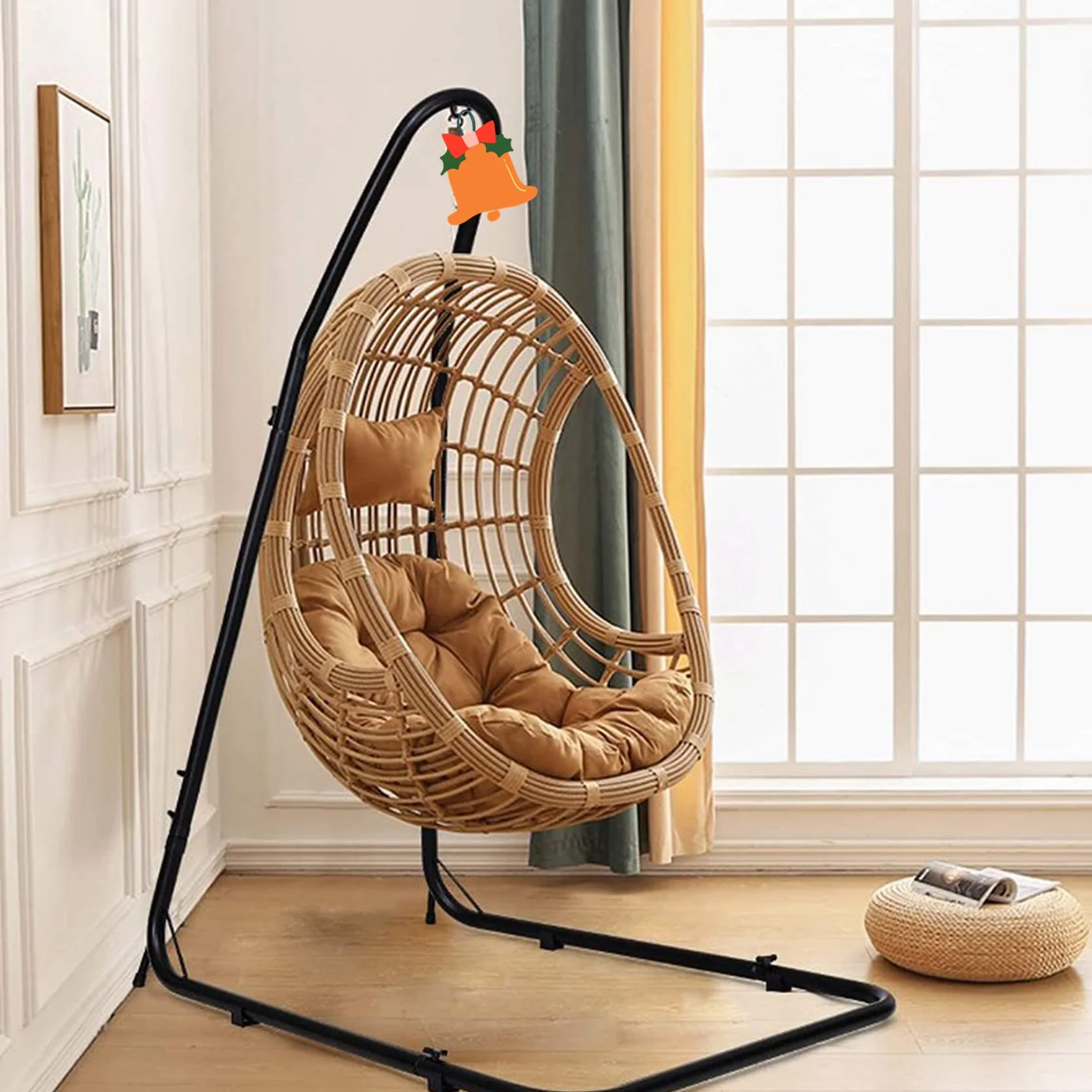 Support pour Hamac en Acier Réglable 135x115x200cm Noir