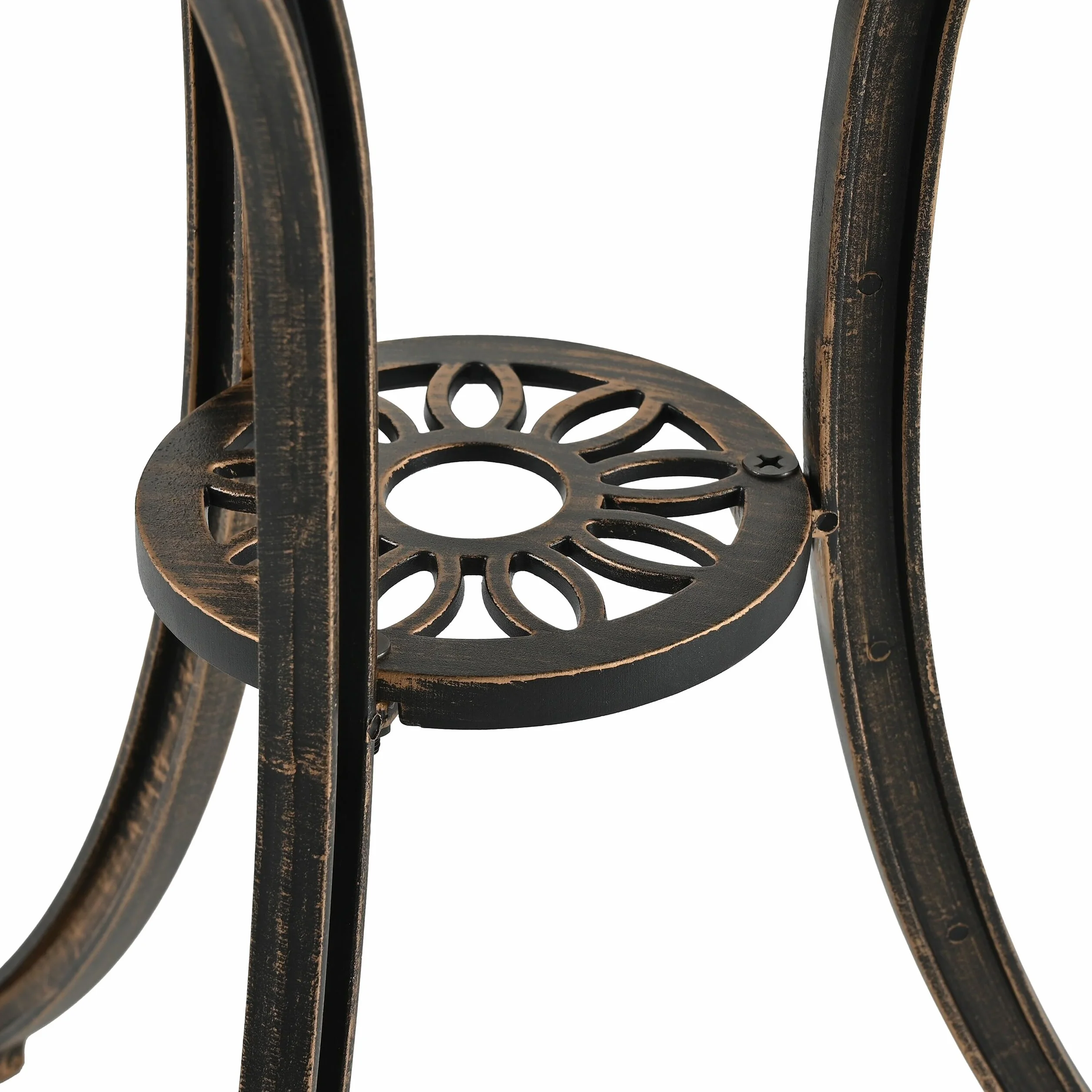 Relaxdays Table de Jardin Ronde 65 x 60 cm Alu Résistant aux Intempéries Noir/Bronze