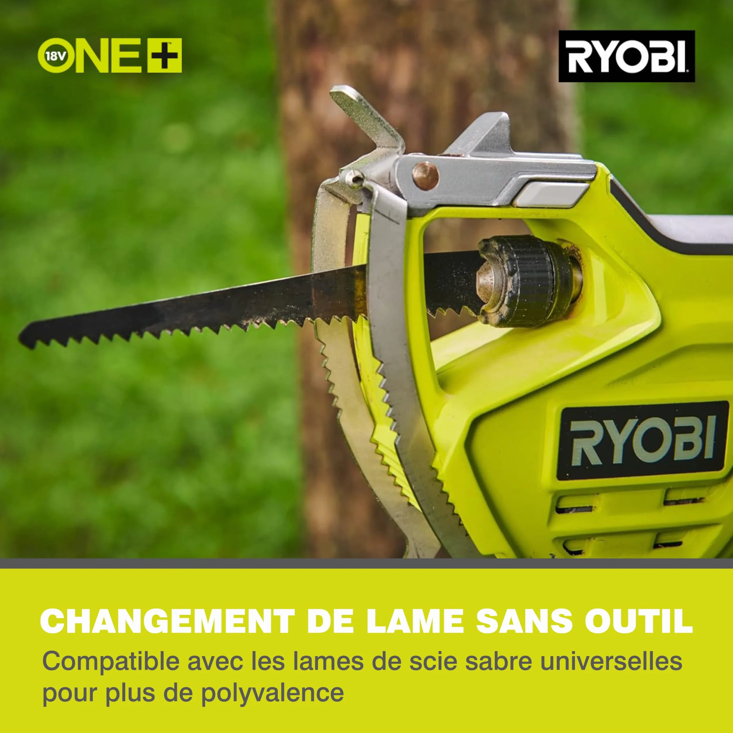RYOBI - Élagueur/Scie à mainSans Fil 18V ONE+ RY18PSA-0 – Guide 15 cm, Poignée GripZone – Idéale Elagage, coupe Petit diamètre, Travail de précision – Batterie Non Incluse