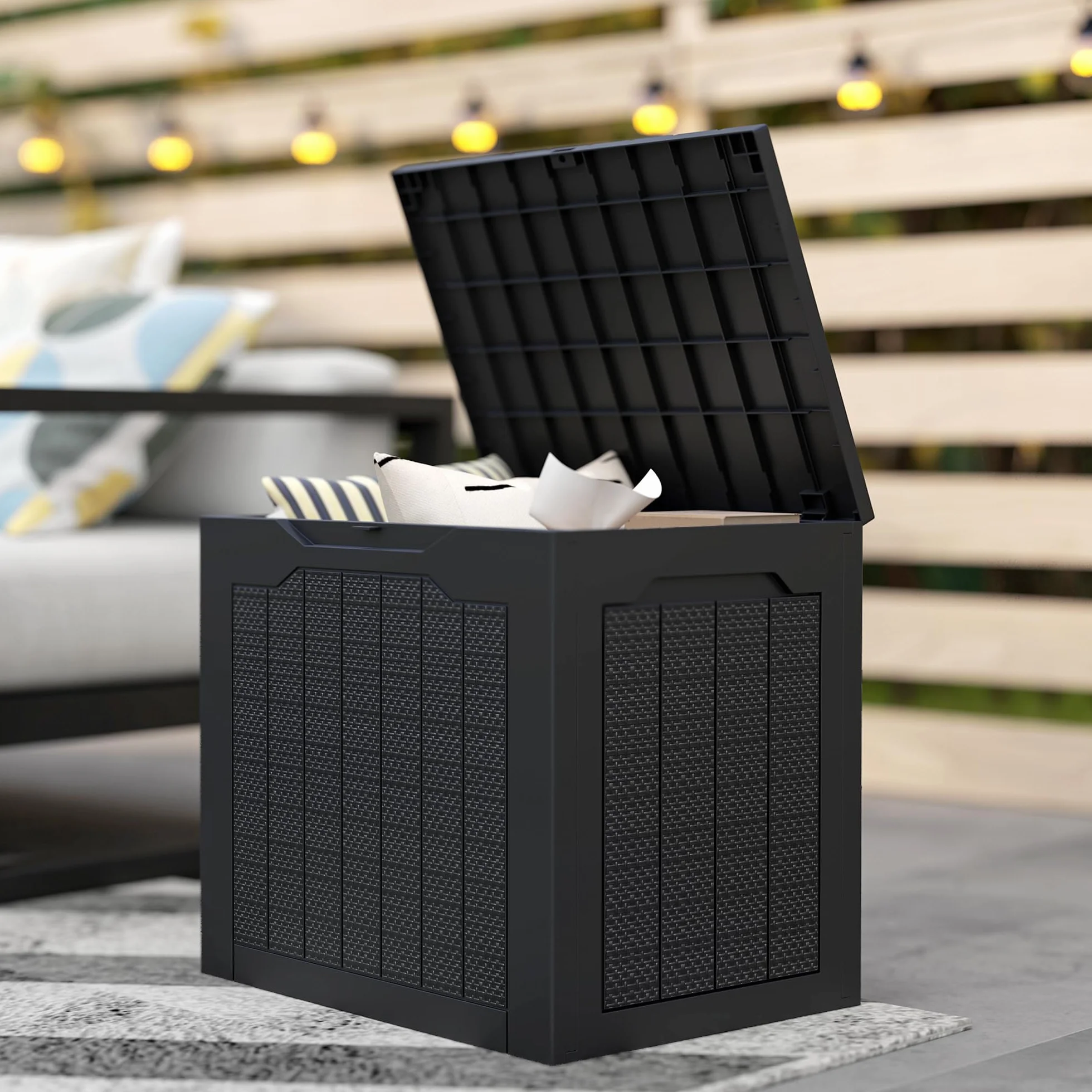 Outsunny Coffre de rangement extérieur 93L étanche 56 x 41 x 50 cm noir