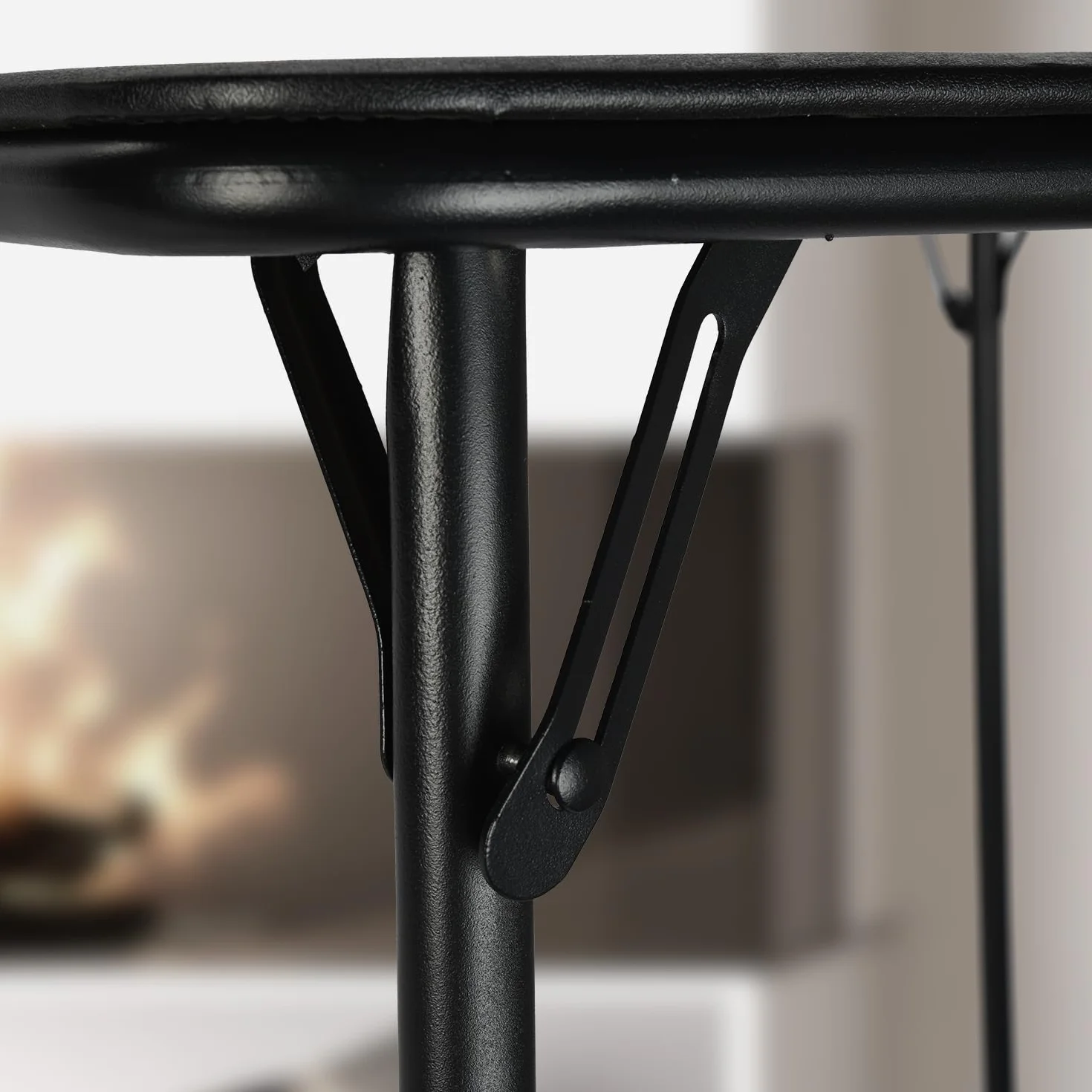 Tables de Bistrot pour Jardin Square Noire, Structure Métallique, Plateau MDF Rembourré Cuir Synthétique, Pliable 86x86cm