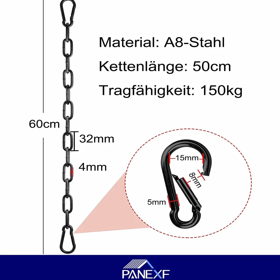 Chaîne d'extension 4 pièces Ø4mm 50cm Chaîne en Métal avec Mousqueton