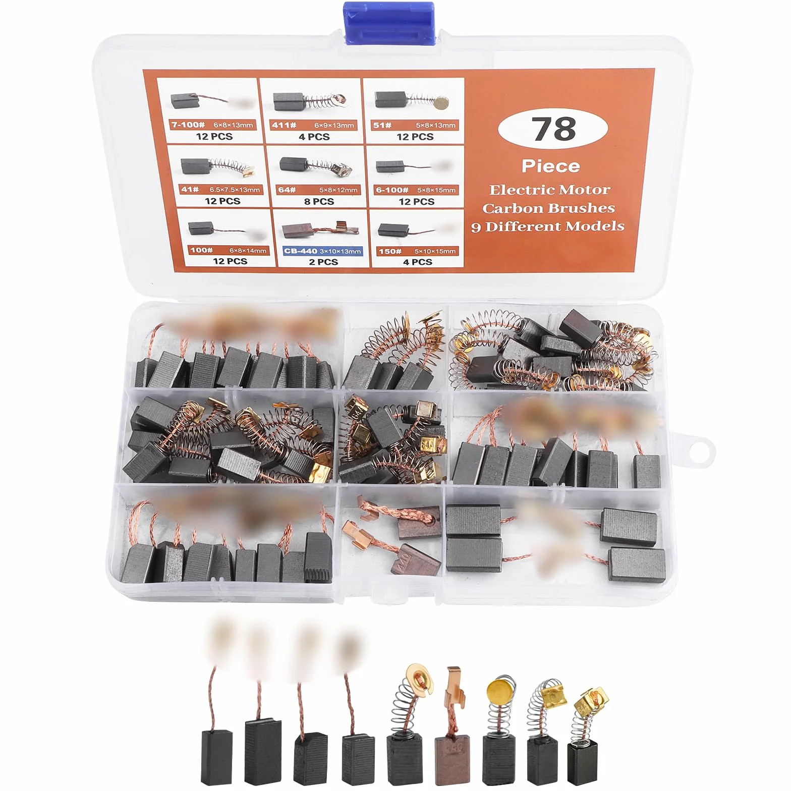 76 Pièces Balais de Charbon Machine Electrique+2 Pièces Balais de Charbon pour MAKITA, Brosses de Carbone Ponceuses Charbons Moteur Dureté Elevée, pour Meuleuse Scies D'angle etc-9 Tailles