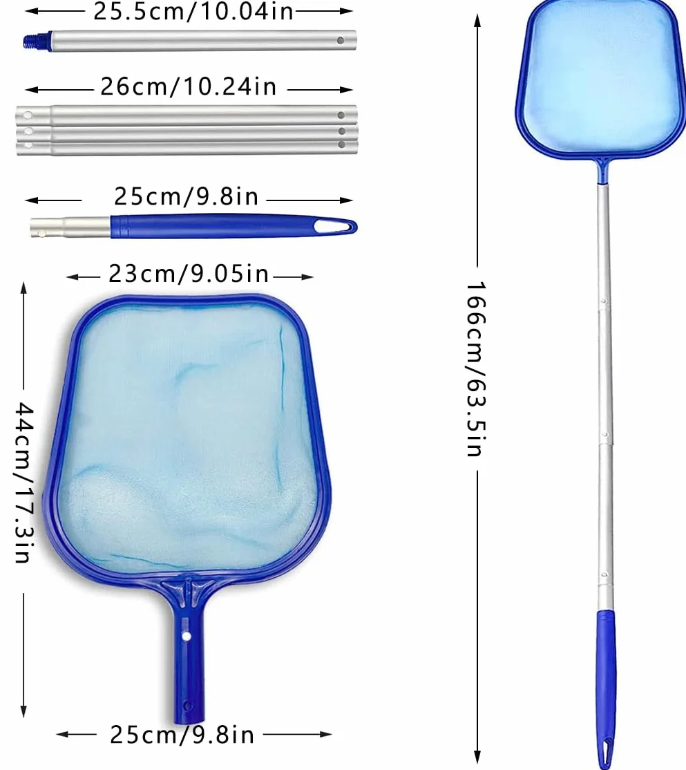 Voarge Épuisette de Surface pour Piscine 122 cm avec Manche Télescopique en Aluminium Maille Fine