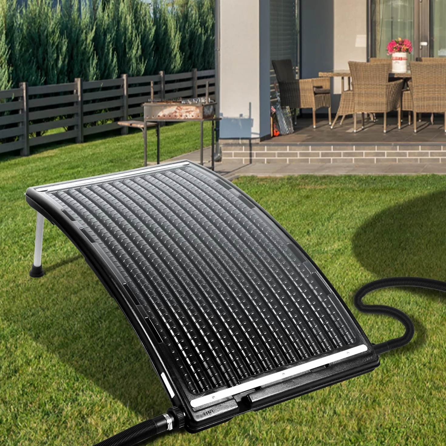 Jopassy Chauffage Solaire de Piscine 10000 l/h 113x69x35 cm Raccordement 32-40 mm