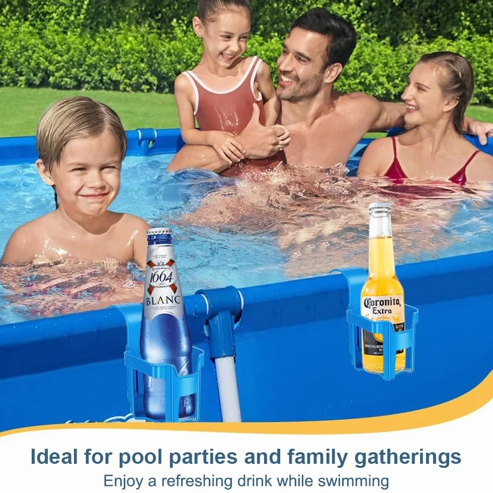 Porte Gobelet Piscine 2 Pièces Détachable Accessoire Hors Sol pour Boissons Fêtes D'été