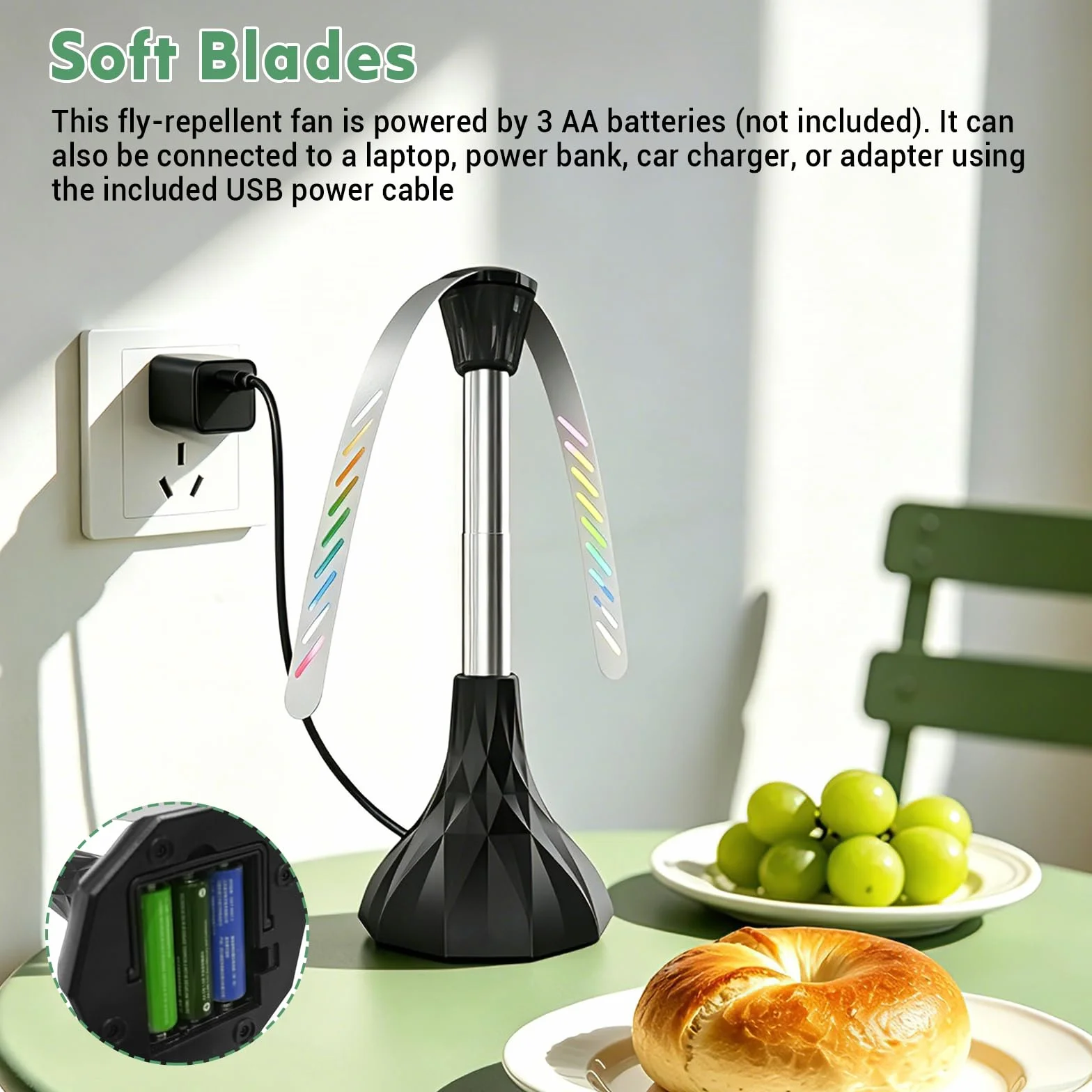 Ventilateur Anti-Mouche Rechargeable de Table, Lot de 4, pour Intérieur et Extérieur