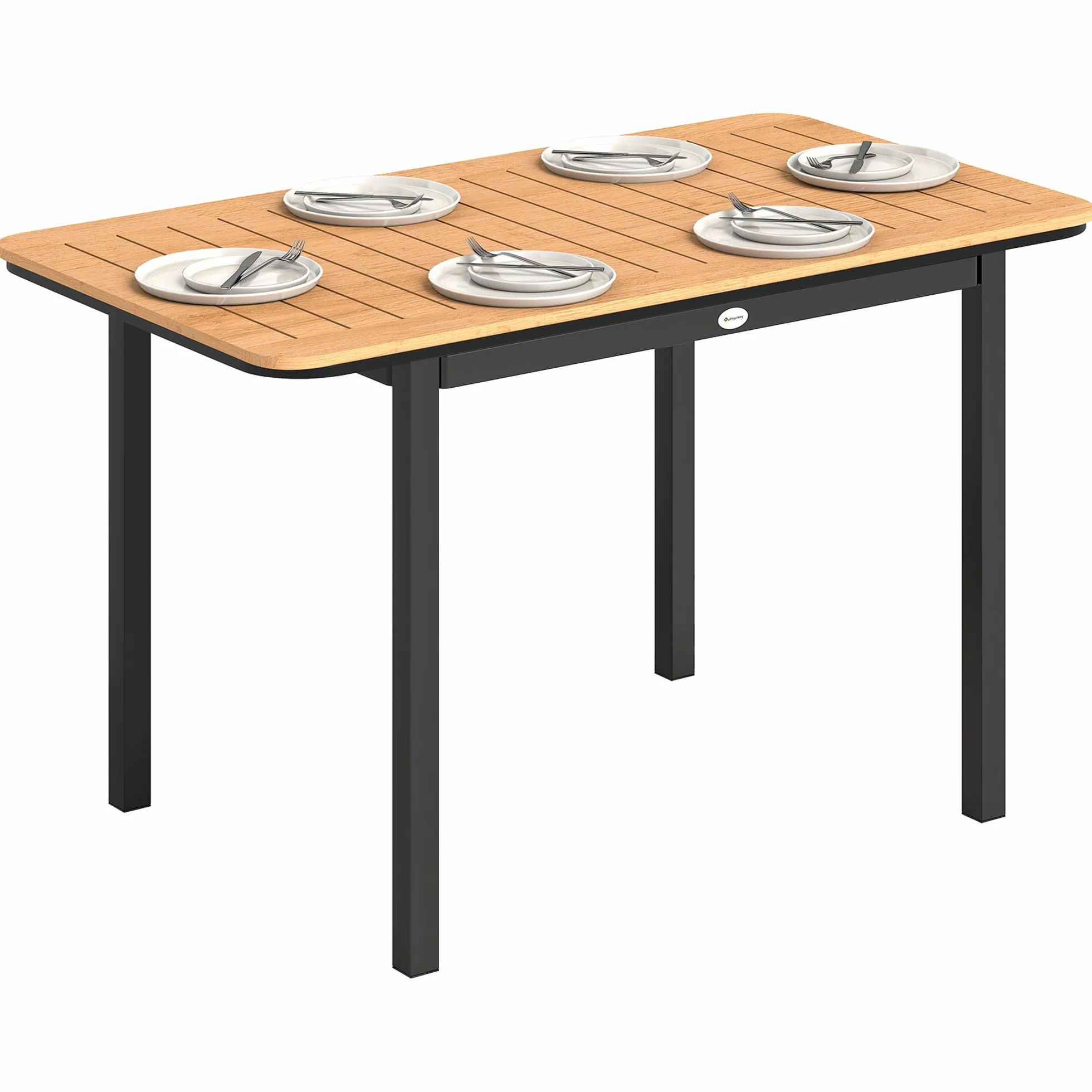 Outsunny Table de Jardin 6 Personnes Bois Composite 127x70cm Rectangulaire Marron