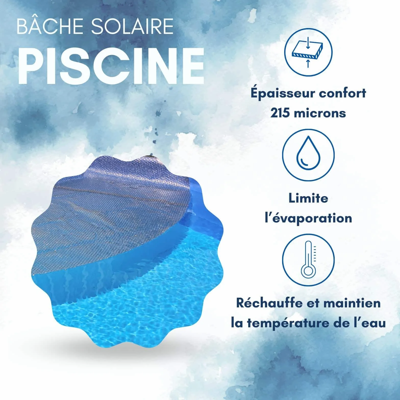 Bâche Solaire Piscine Ronde 366 cm Gris Silver 215 Microns