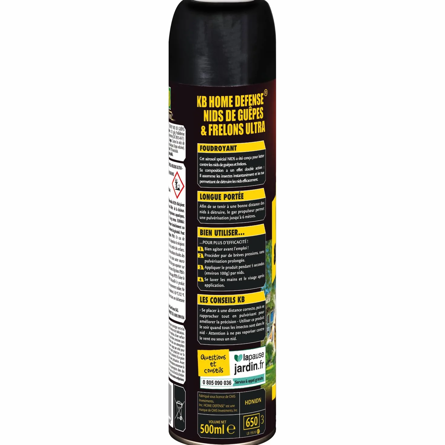 KB HOME DEFENSE Aerosol nids de guêpes frelons 500 ML