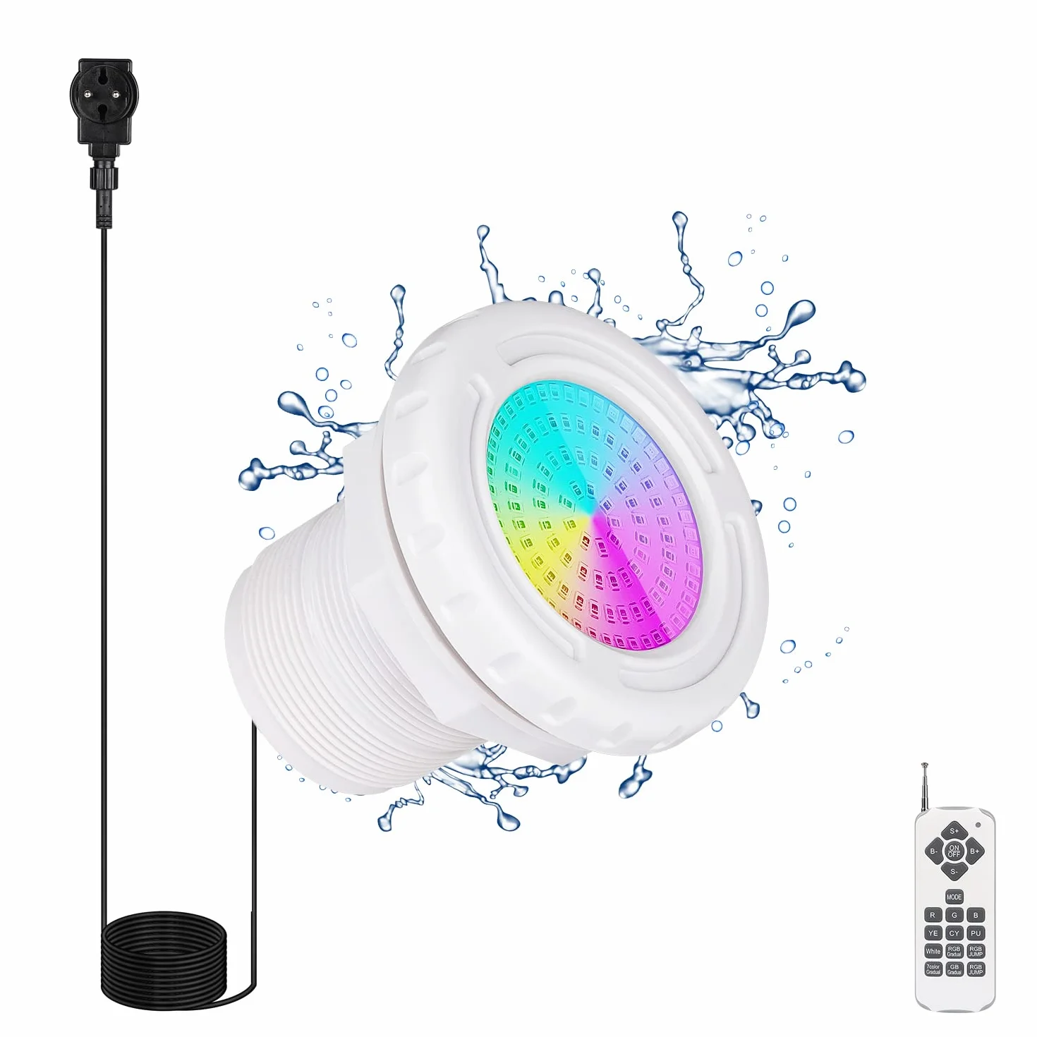 Éclairage de piscine LED 12W RGB IP68 12V avec télécommande câble 7m